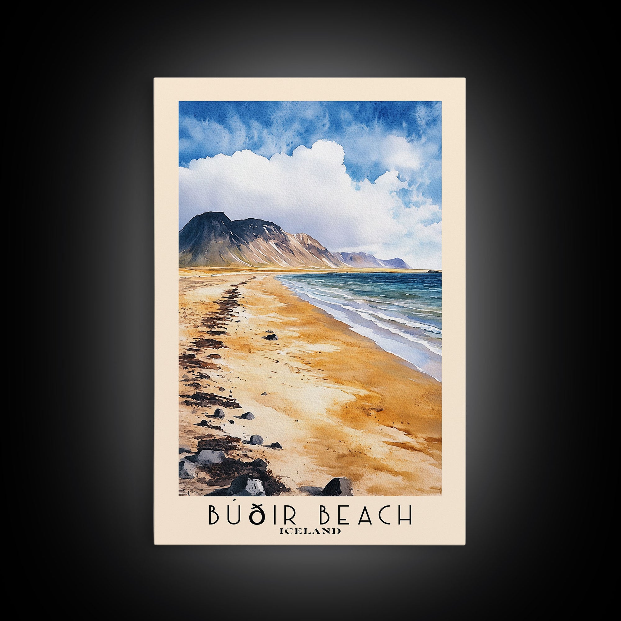 Búðir Beach, Iceland Watercolor Beach Print, Vacation Gift, Iceland Wall Art, Beach Painting, Beach Decor, Beach Painting