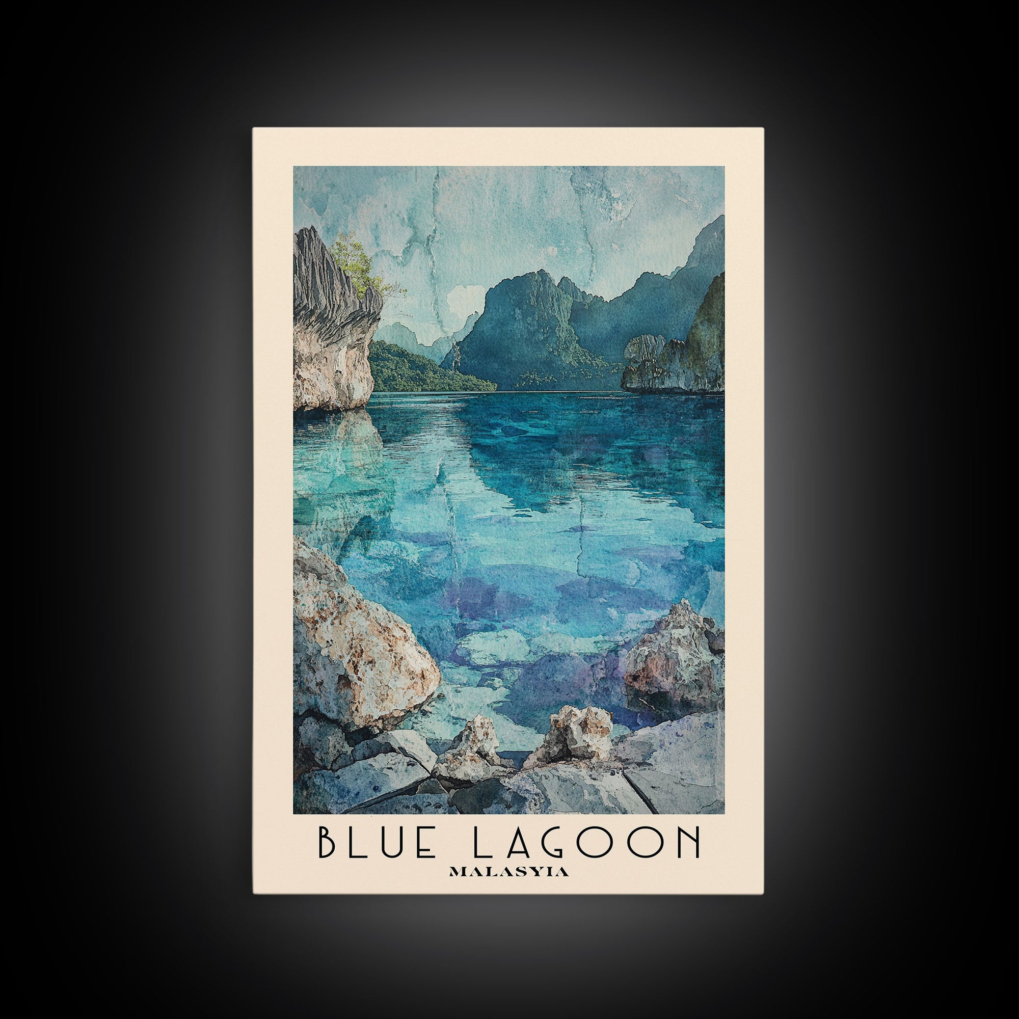 Blue Lagoon, Malasyia Watercolor Beach Print, Vacation Gift, Malasyia Wall Art, Beach Painting, Beach Decor, Beach Painting