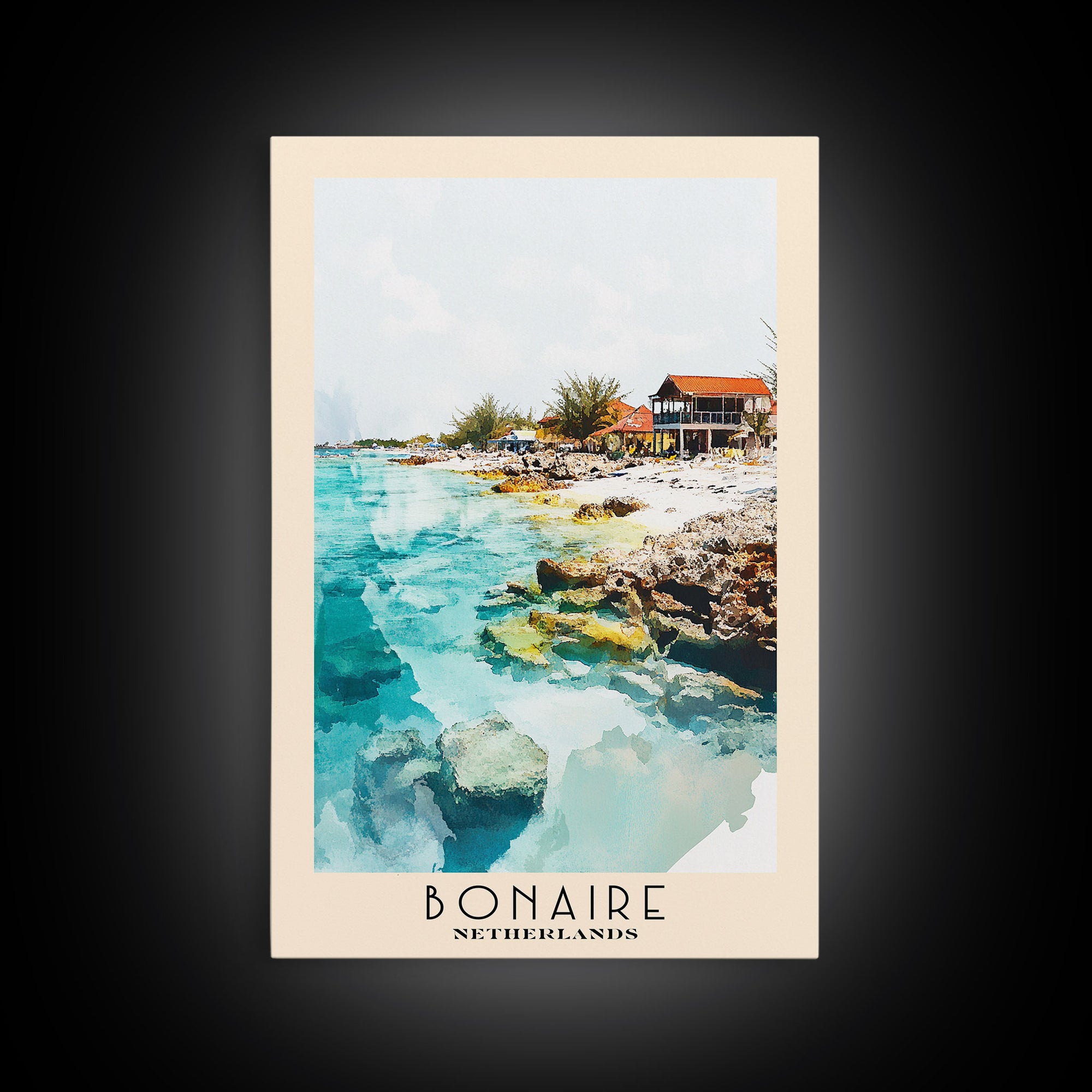 Bonaire, Netherlands Watercolor Print, Vacation Gift, Netherlands Wall Art, Beach Painting, Beach Decor, Beach Or Lakehouse Art