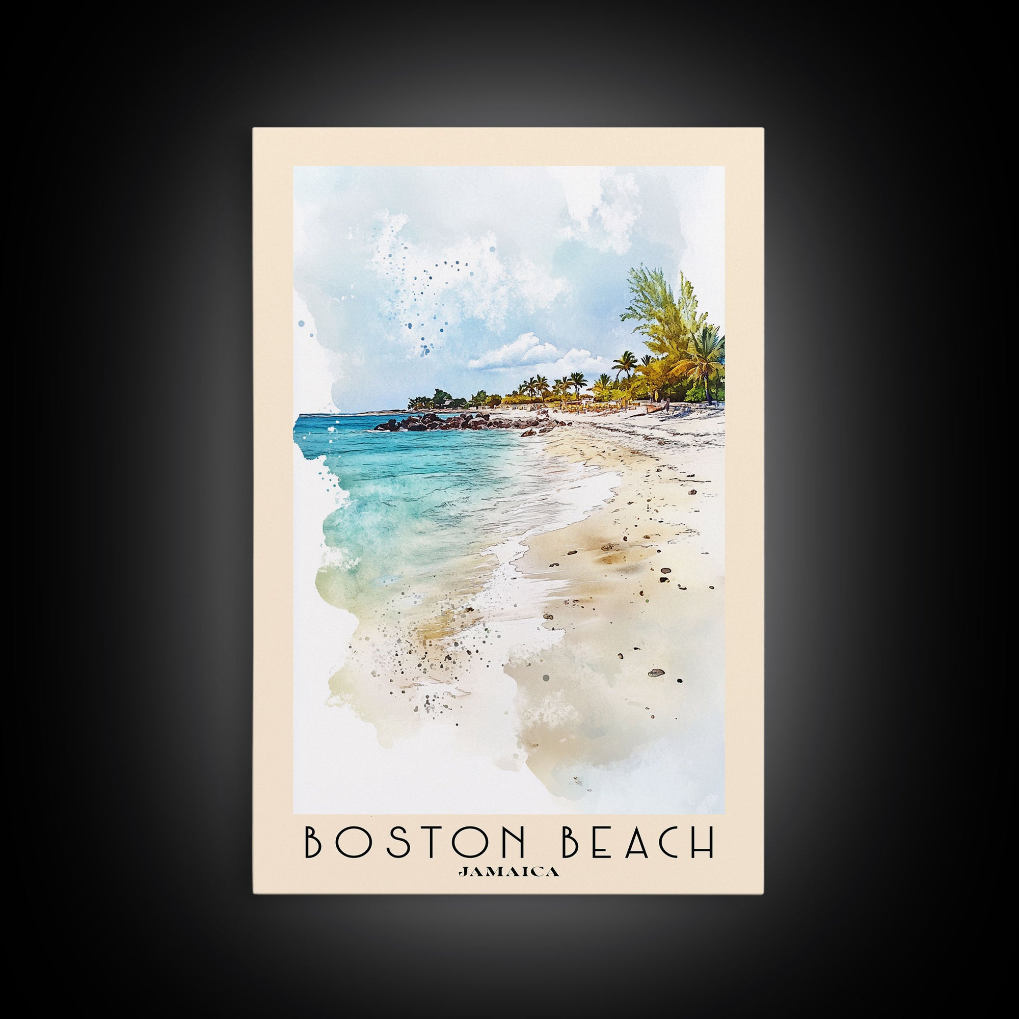 Boston Beach, Jamaica Watercolor Beach Print, Vacation Gift, Jamaica Wall Art, Beach Painting, Beach Decor, Beach Painting