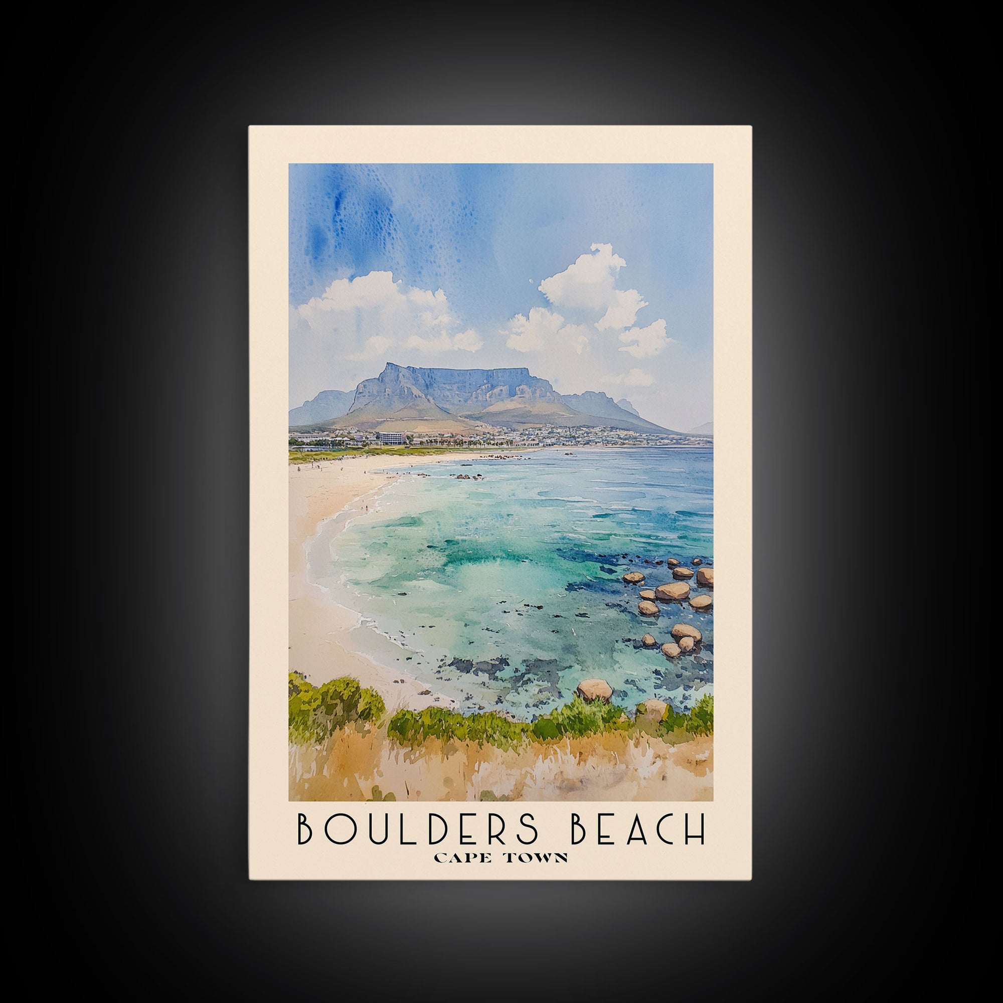 Boulders Beach, Cape Town Watercolor Beach Print, Vacation Gift, Cape Town Wall Art, Beach Painting, Beach Decor, Beach Painting