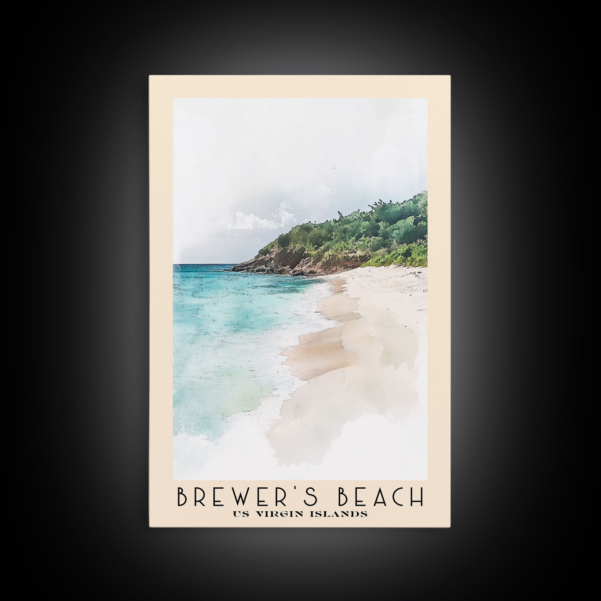 Brewer’s Beach, US Virgin islands Watercolor Print, Vacation Gift, US Virgin islands Wall Art, Beach Painting, Beach Decor, Large Wall Art, Wood Frame Art