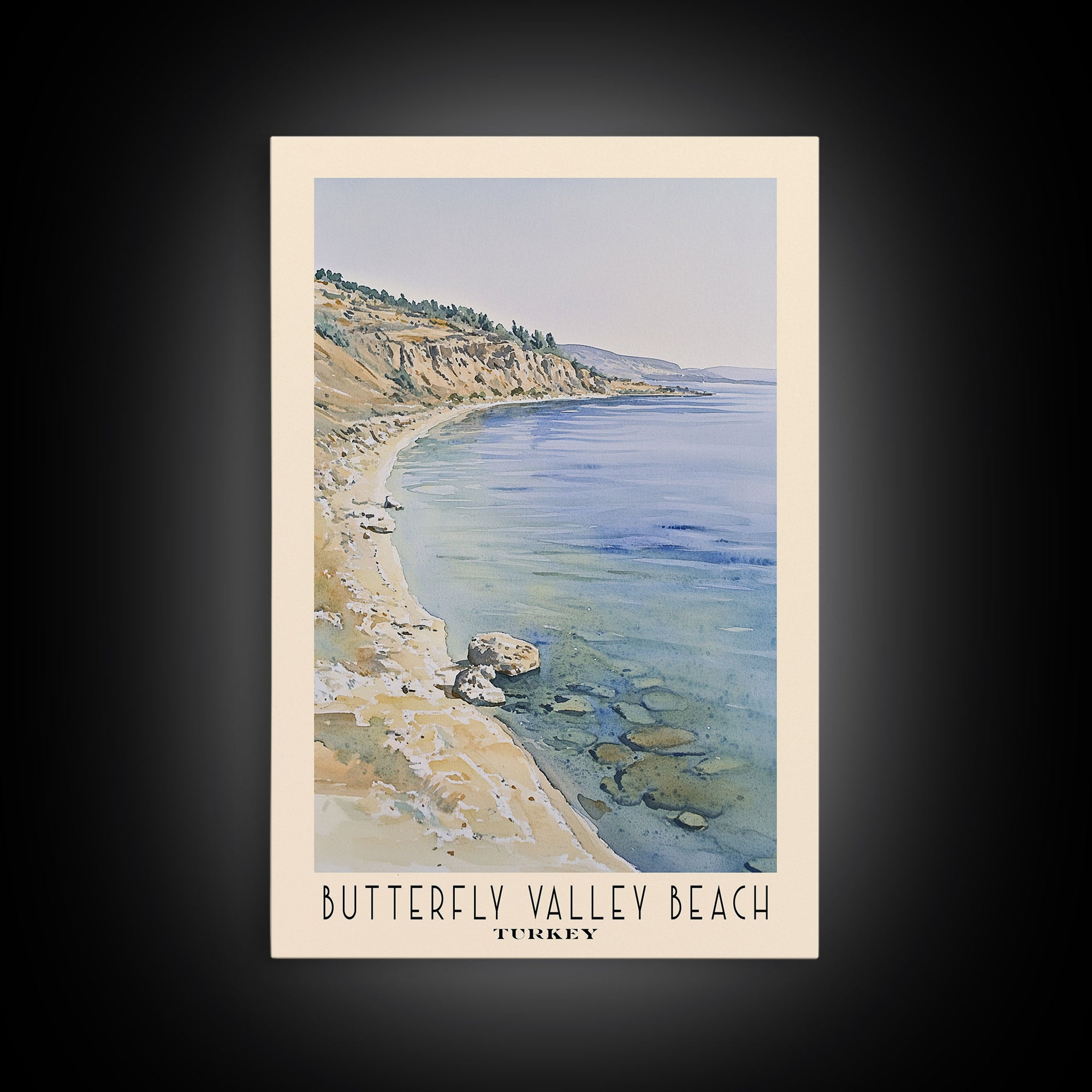 Butterfly Valley Beach, Turkey Watercolor Print, Vacation Gift, Turkey Wall Art, Vacation Wall Art, Vacatation Memories, Beach Decor, Beach Or Lakehouse Art