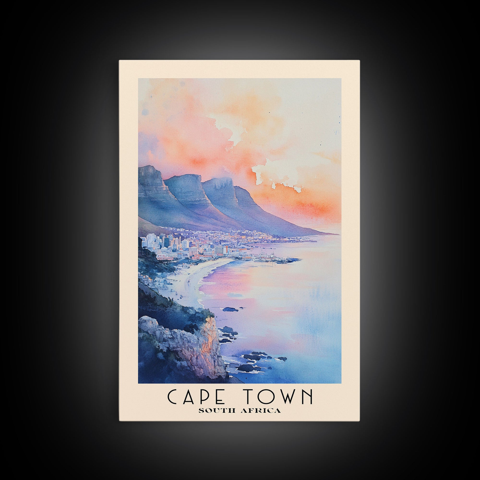 Cape Town, South Africa Watercolor Print, Vacation Gift, South Africa Wall Art, Vacation Wall Art, Vacatation Memories, Beach Decor, Beach Or Lakehouse Art