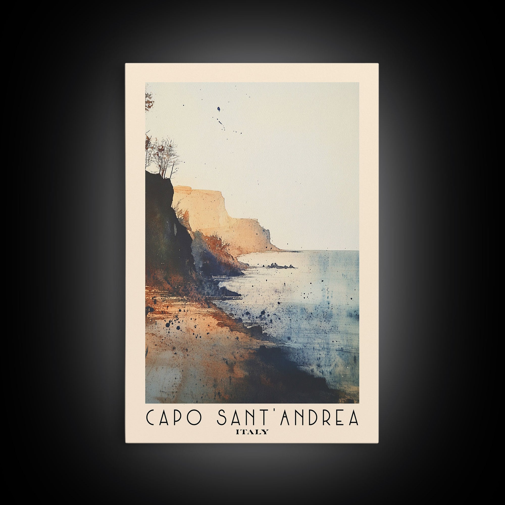Capo Sant’Andrea, Italy Watercolor Print, Vacation Gift, Italy Wall Art, Beach Painting, Beach Decor, Beach Or Lakehouse Art