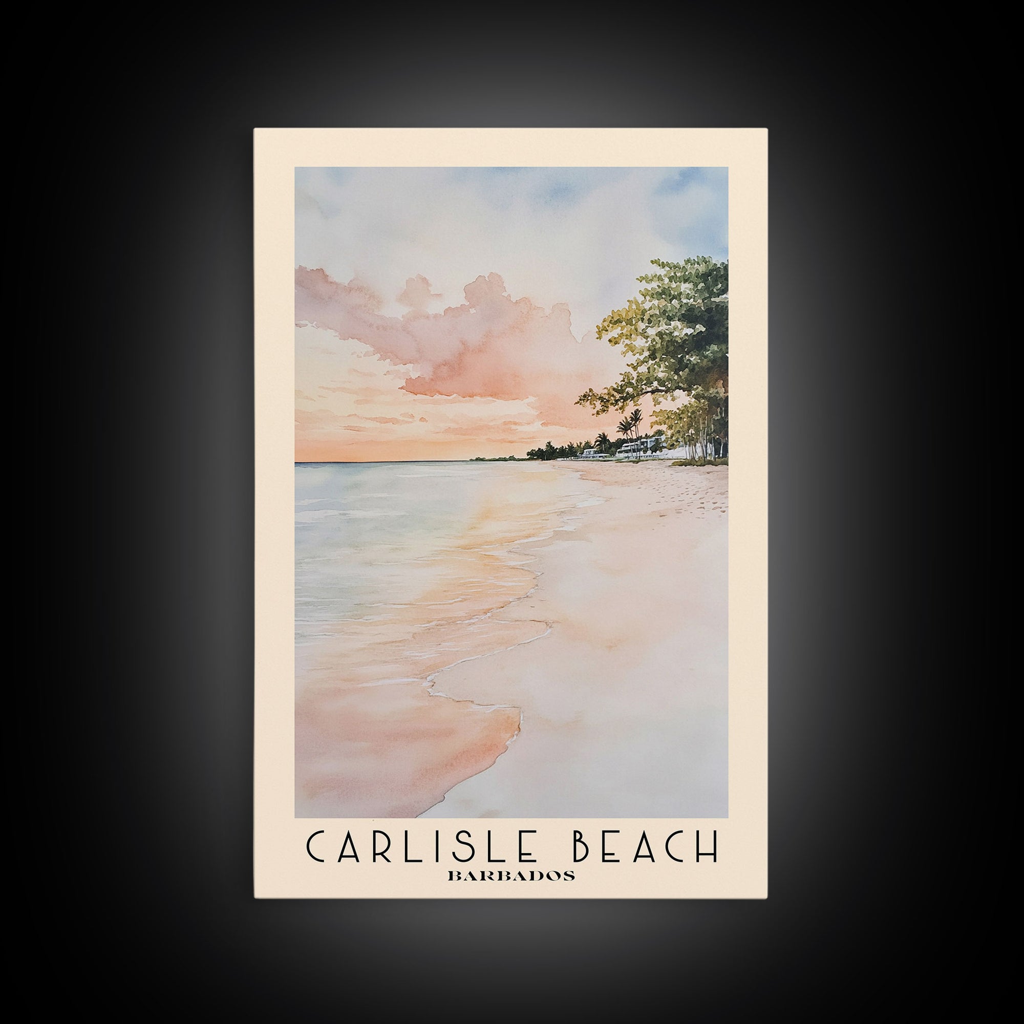 Carlisle Beach, Barbados Watercolor Print, Vacation Gift, Barbados Wall Art, Beach Painting, Beach Decor, Beach Or Lakehouse Art