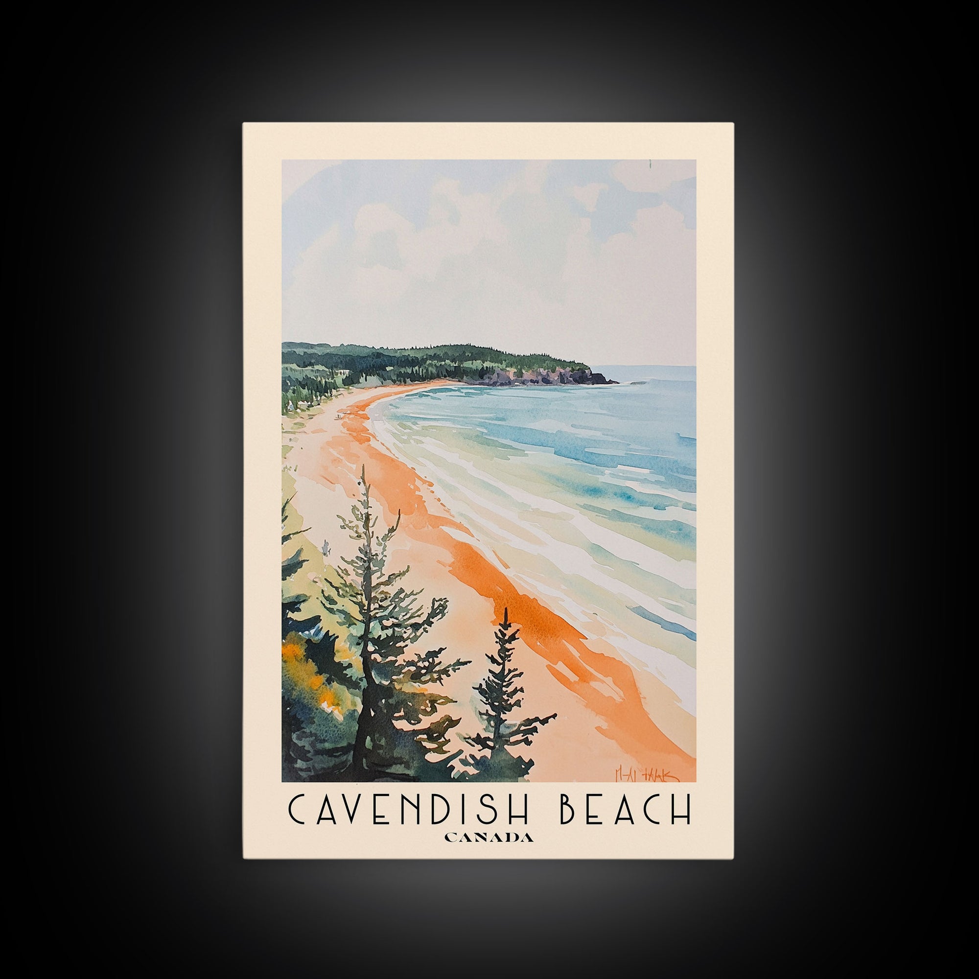 Cavendish Beach, Canada Watercolor Print, Vacation Gift, Canada Wall Art, Beach Painting, Beach Decor, Beach Or Lakehouse Art