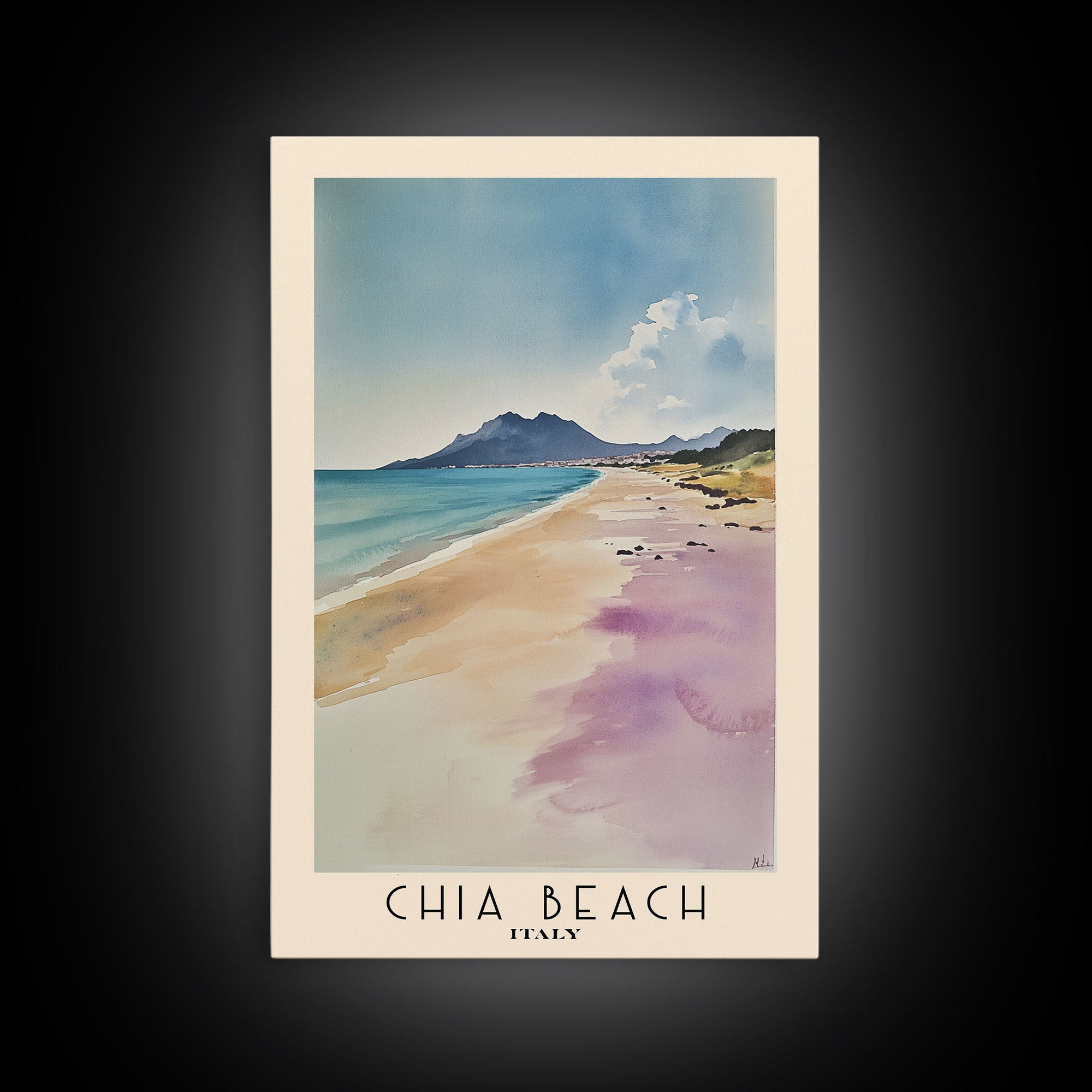 Chia Beach, Italy Watercolor Print, Vacation Gift, Italy Wall Art, Beach Painting, Beach Decor, Beach Or Lakehouse Art