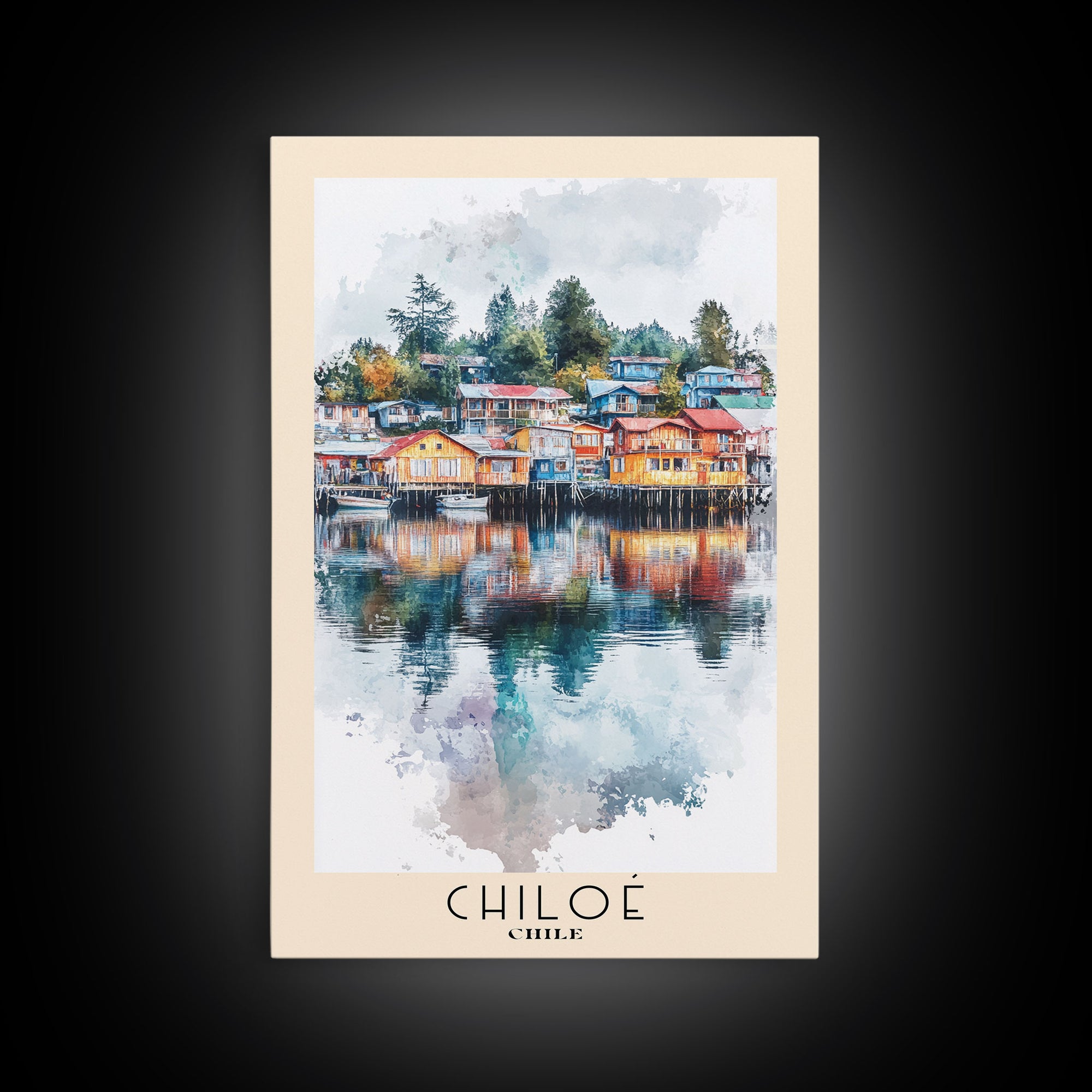 Chiloé, Chile Watercolor Print, Vacation Gift, Chile Wall Art, Vacation Wall Art, Vacatation Memories, Beach Decor, Beach Or Lakehouse Art