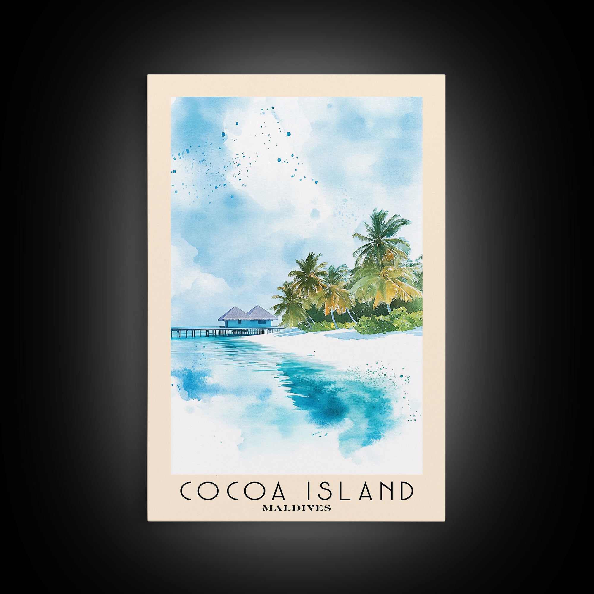 Cocoa Island, Maldives Watercolor Print, Vacation Gift, Maldives Wall Art, Vacation Wall Art, Vacatation Memories, Beach Decor, Beach Or Lakehouse Art