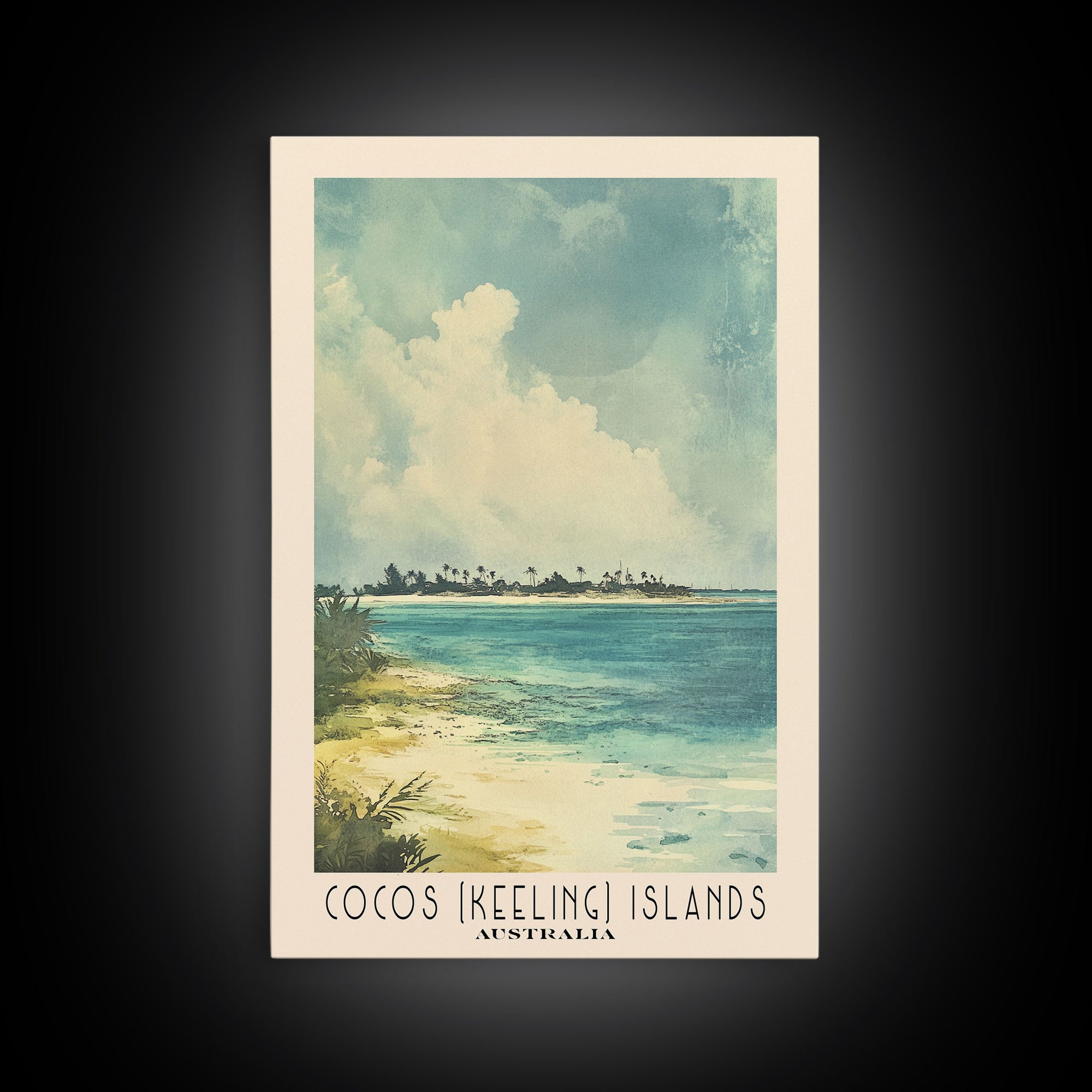 Cocos (Keeling) Islands, Australia Watercolor Print, Vacation Gift, Australia Wall Art, Beach Painting, Beach Decor, Beach Or Lakehouse Art