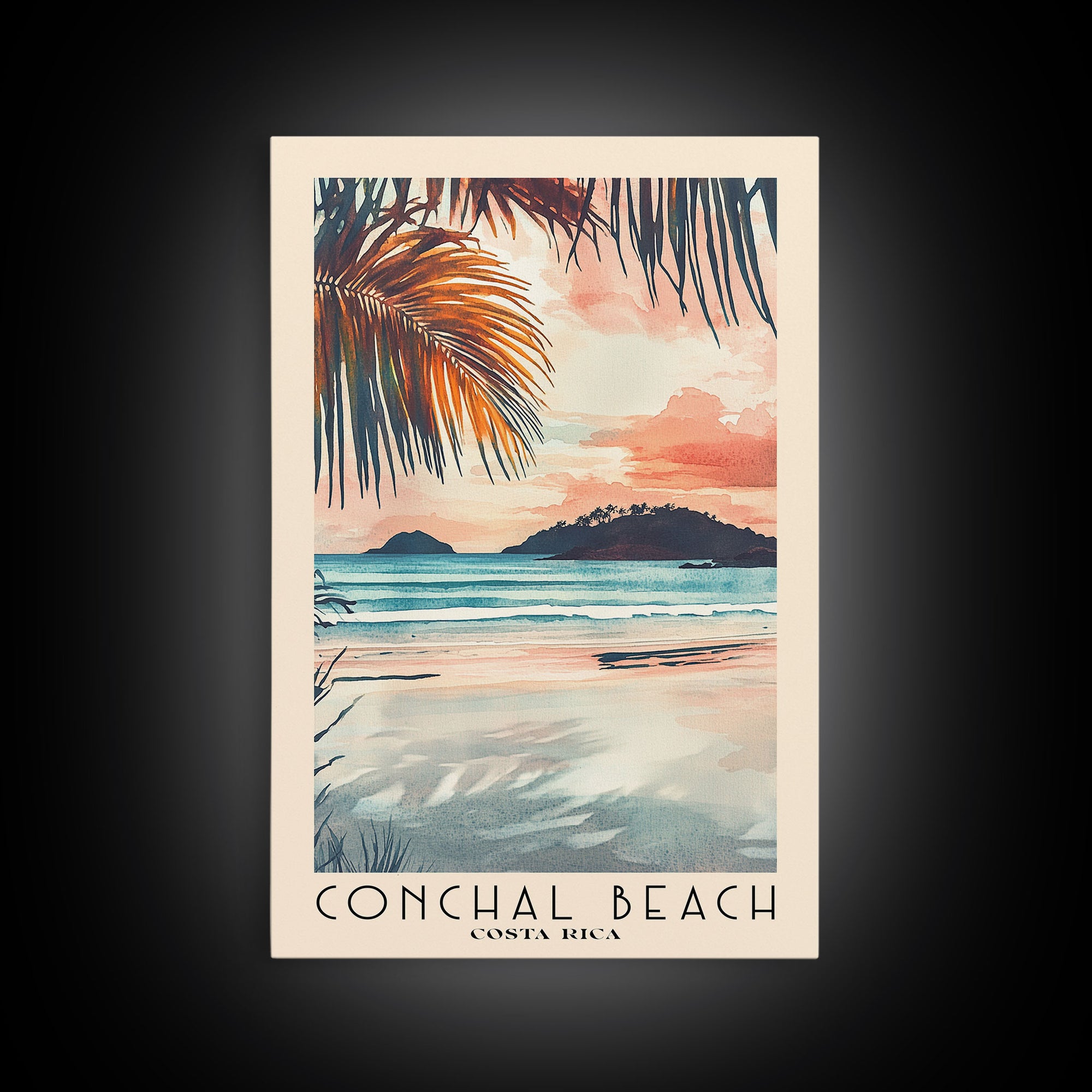 Conchal Beach, Costa Rica Watercolor Print, Vacation Gift, Costa Rica Wall Art, Vacation Wall Art, Vacatation Memories, Beach Decor, Beach Or Lakehouse Art
