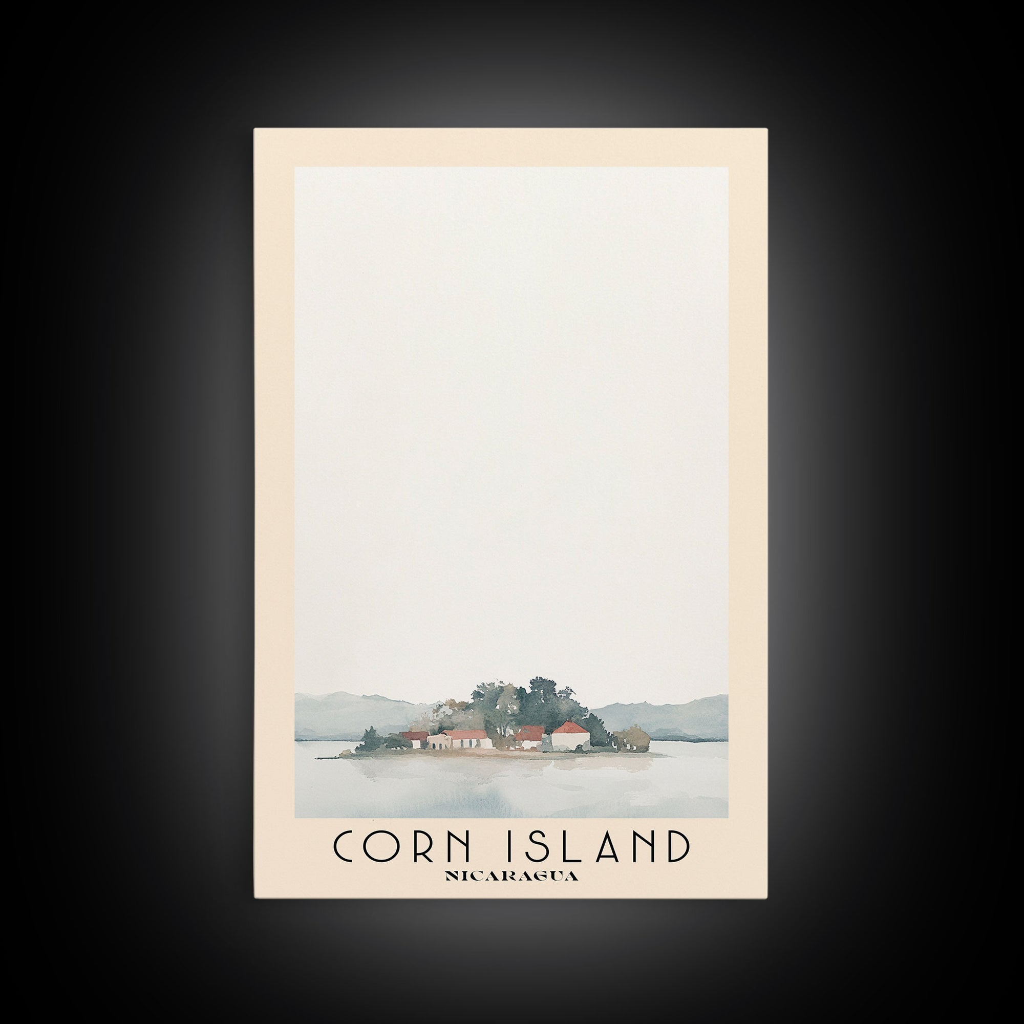 Corn Island, NICARAGUA Watercolor Print, Vacation Gift, NICARAGUA Wall Art, Beach Painting, Beach Decor, Large Wall Art, Wood Frame Art