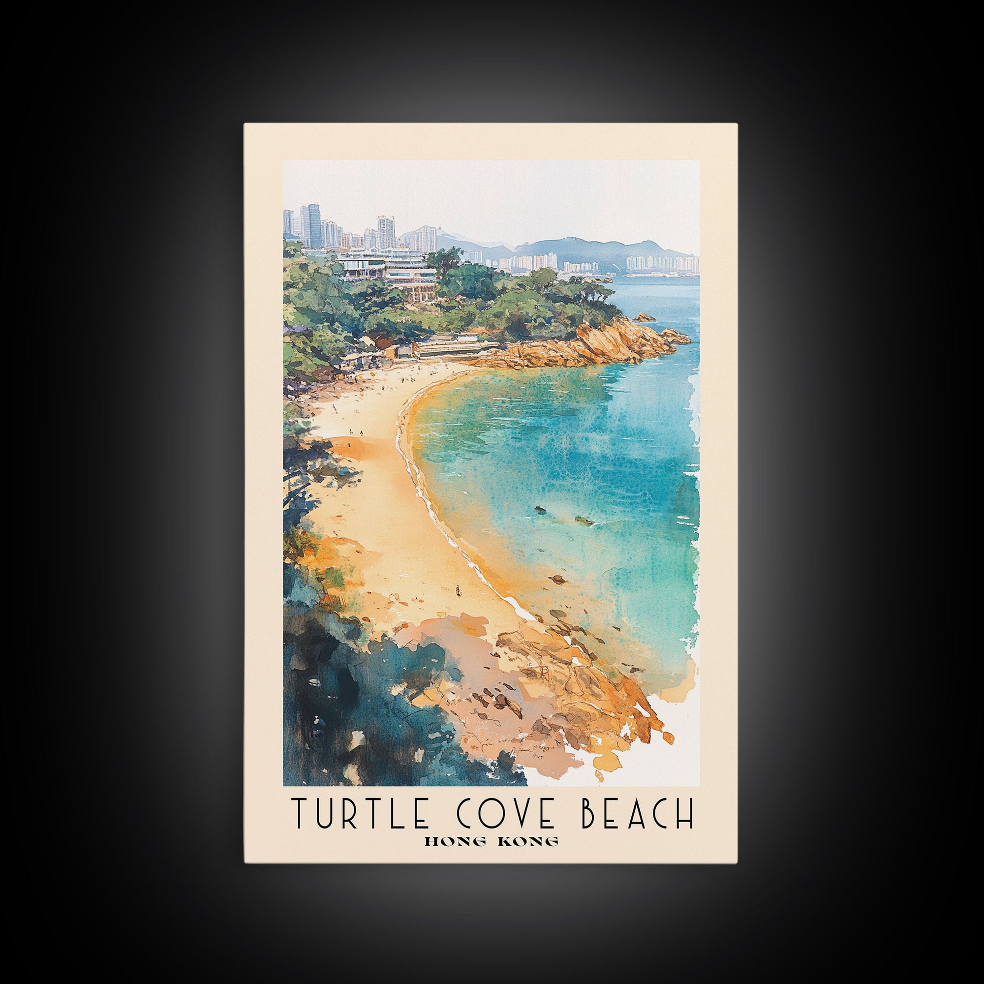 Turtle Cove Beach, Hong Kong Watercolor Print, Vacation Gift, Hong Kong Wall Art, Beach Painting, Beach Decor, Beach Or Lakehouse Art