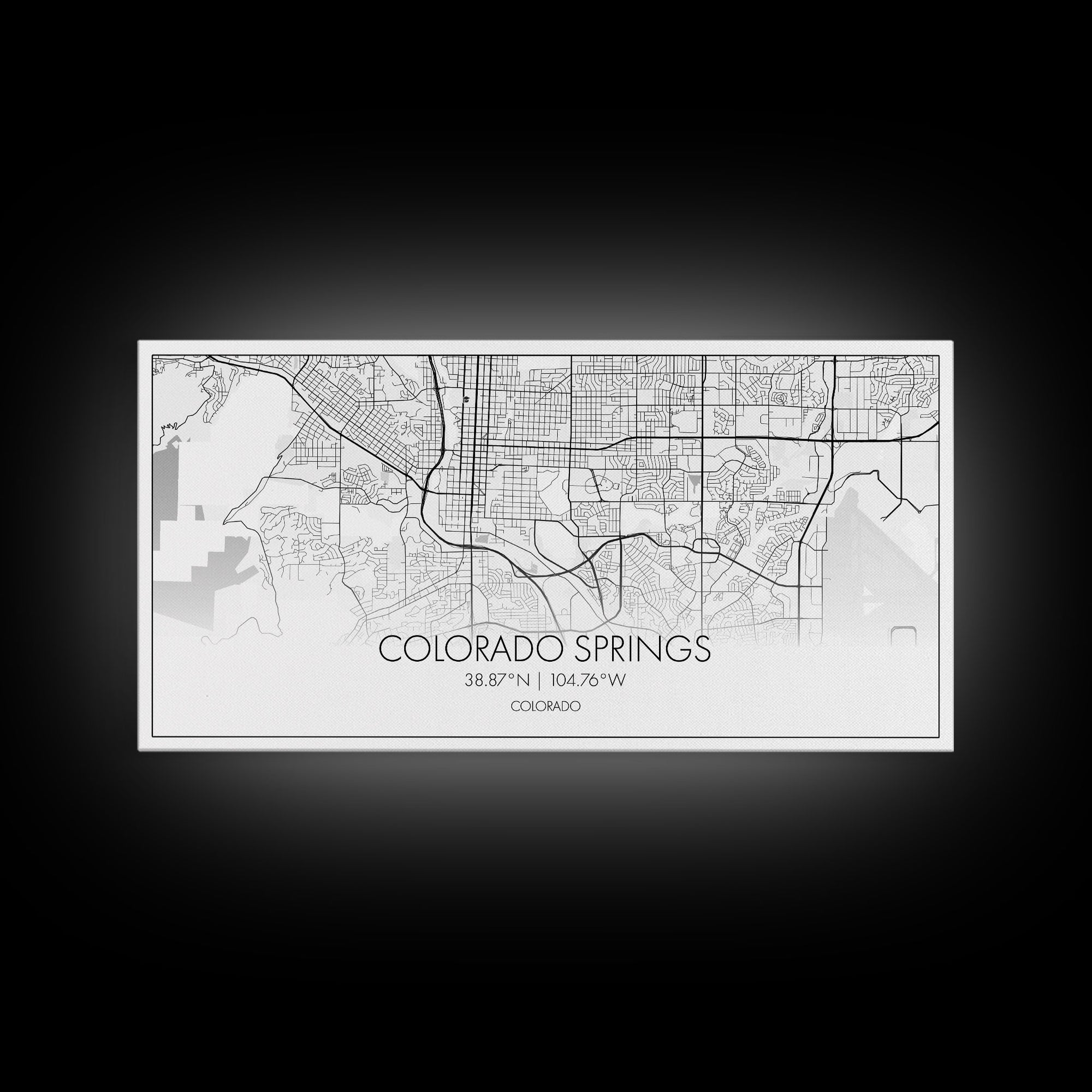 Colorado Springs Street Map, Colorado Map, Map Print, Modern Art, Wall Art, Canvas Art, Grandma Gifts, Classroom Wall Art, Dorm Wall Décor