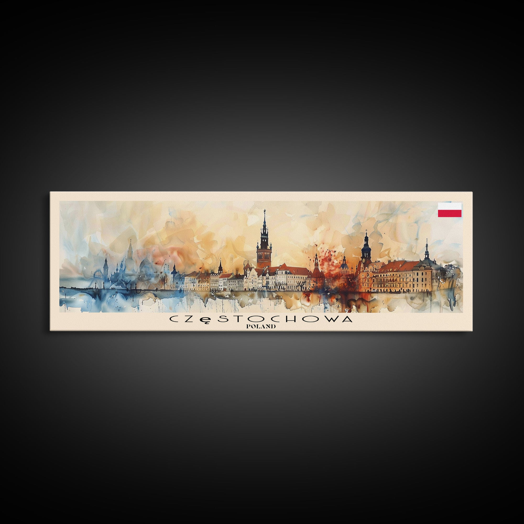 Czestochowa Poland Travel Art, City Art, Framed Canvas Print or Metal Wall Art, Europe Travel Poster, Panoramic Wall Art, Extra Wide Wall Art