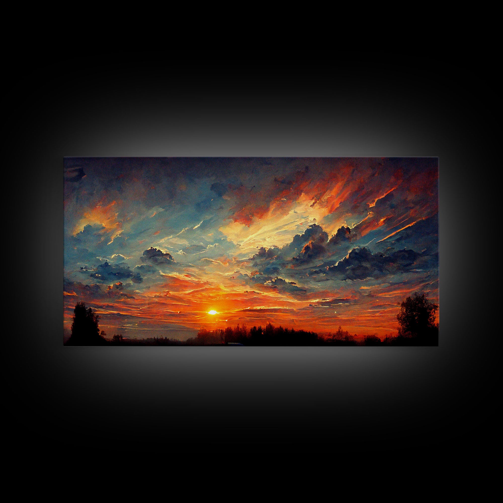 Mountain Sunset Oil Painting On Canvas, Canvas Print, Ready to hang gallery wrapped nature canvas print