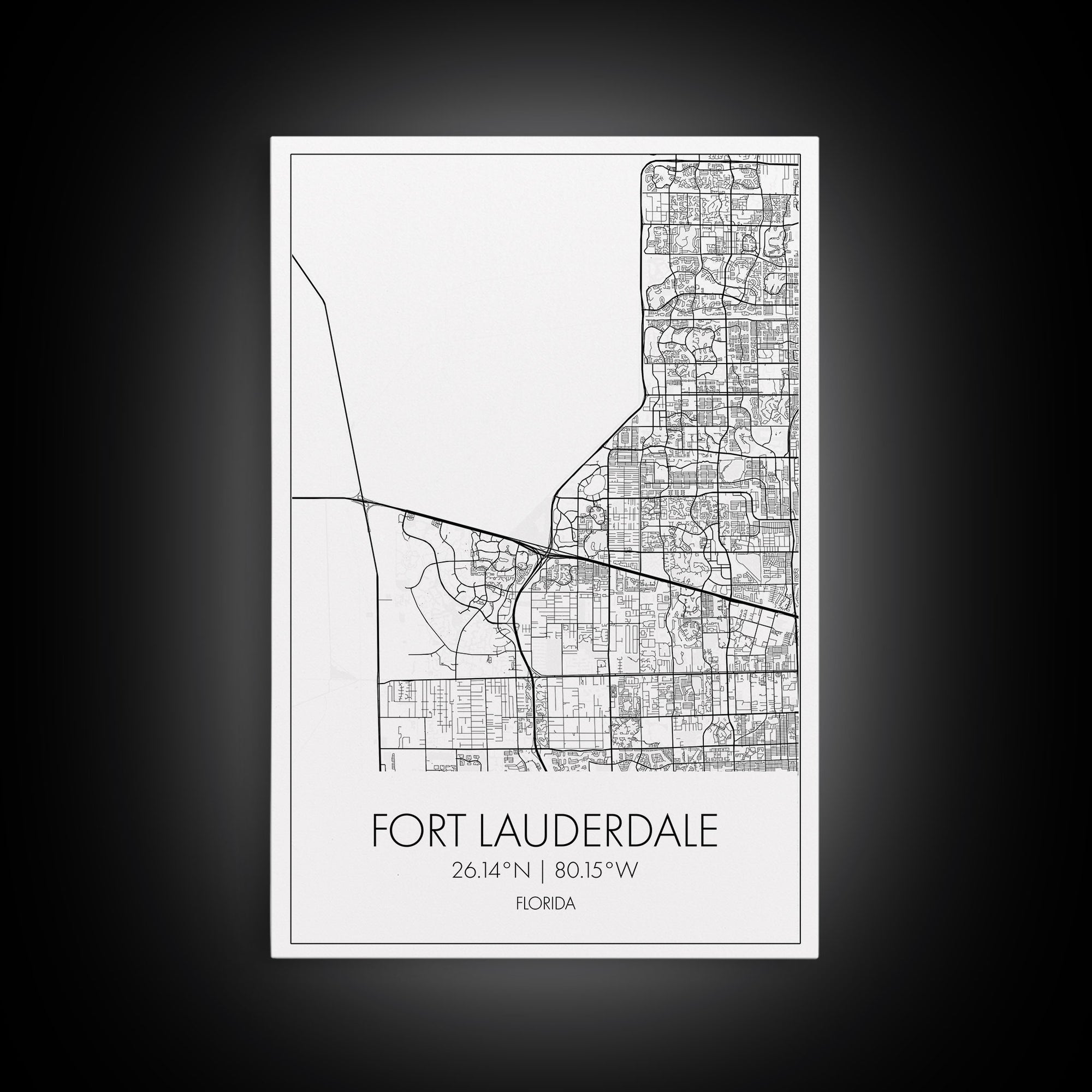 Fort Lauderdale Street Map, California Map, City Map Art, Minimalist Art, Wall Art, Canvas Print, Travel Art, Game Room Décor, Travel Gifts