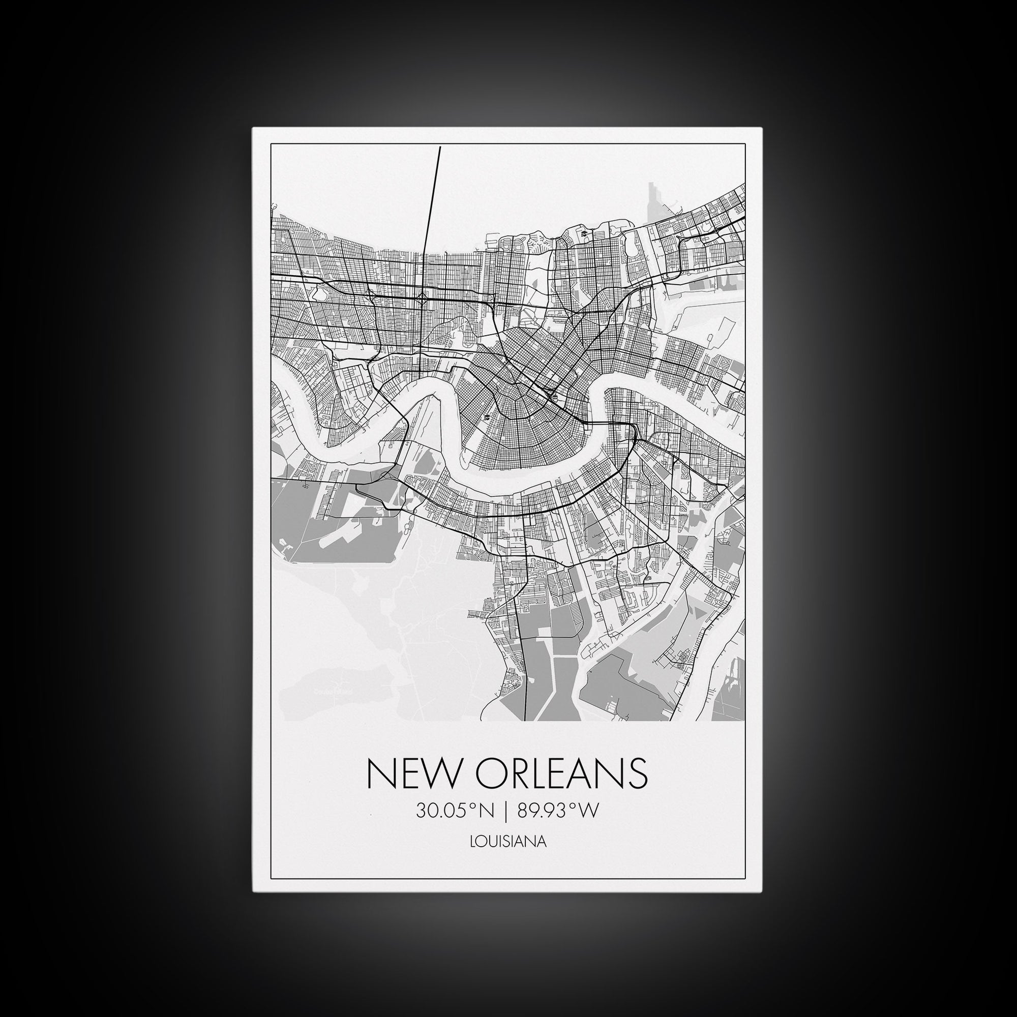 New Orleans Street Map, Louisiana Map, City Map Art, Modern Art, Wall Art, Canvas Print, Above Bed Art, Gift For Travelers, Travel Wall Art