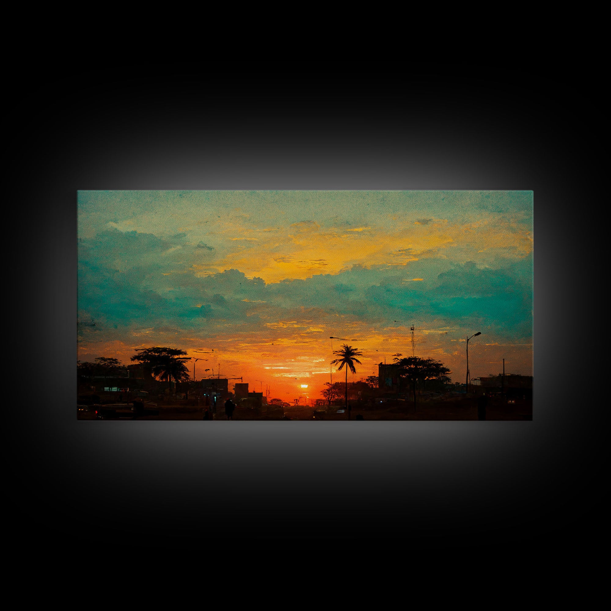 Los Angeles canvas print, sunset art, Los Angeles at Sunset, California, living room wall art, guest room wall art