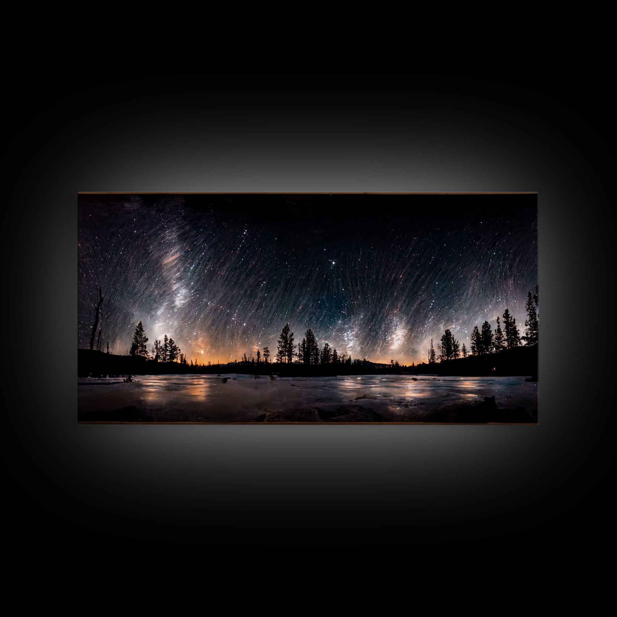 Canvas Wall Art Landscape Mountains Nature Painting Prints Minimalist Modern Home Artwork Decoration Night Sky With Stars
