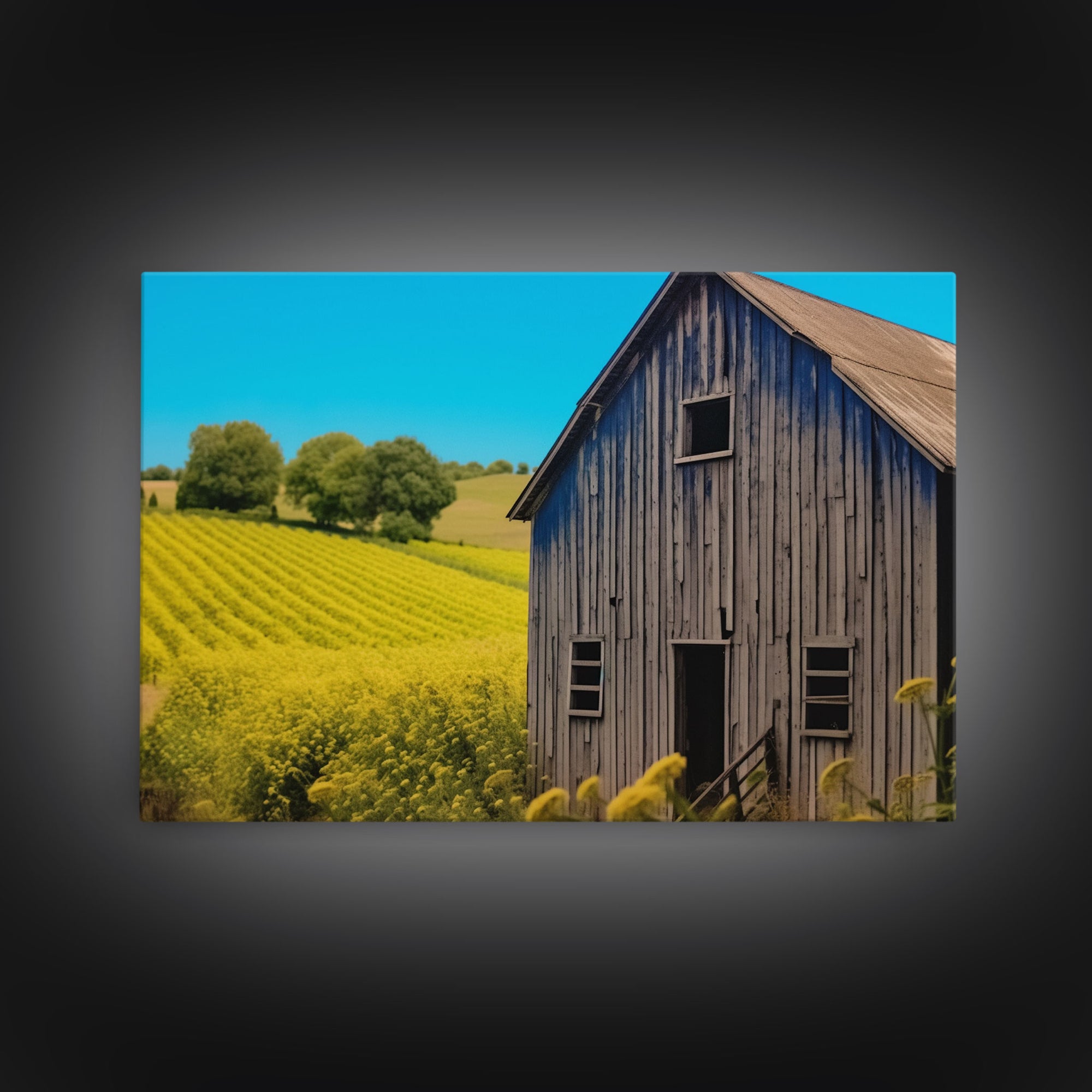 Liminal Spaces, Abandoned Barn Canvas Print, Rustic / Minimalist Cottagecore Wall Art, Framed Canvas Print, Dilapidated Barn Art
