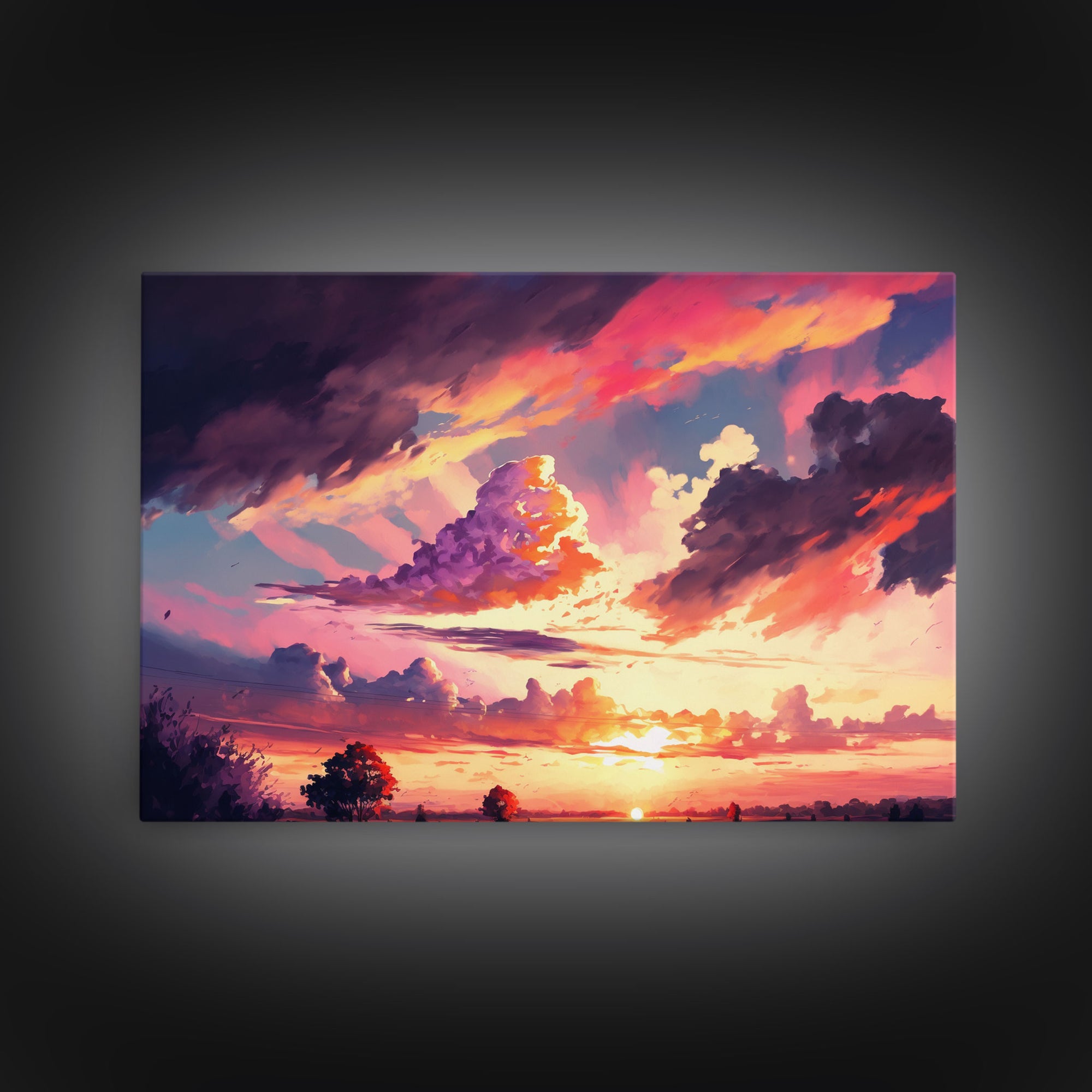 Pink Clouds | Vintage Style Canvas Print | California Landscape Painting | Vast Plains | National Park | Desk Decor | Christmas Gift