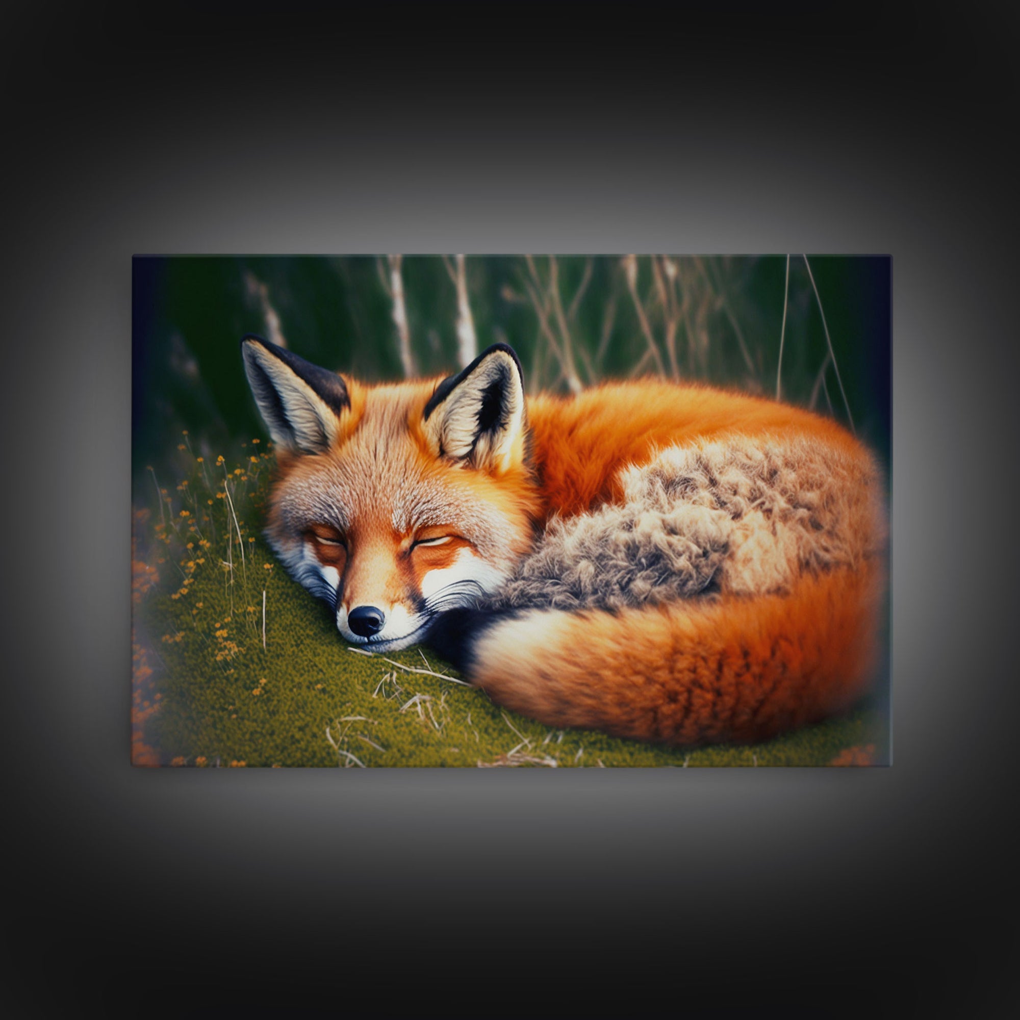 Sleeping fox Framed Canvas Wall Art, Canvas Print Decor for Home & Office Decoration Canvas Ready to Hang