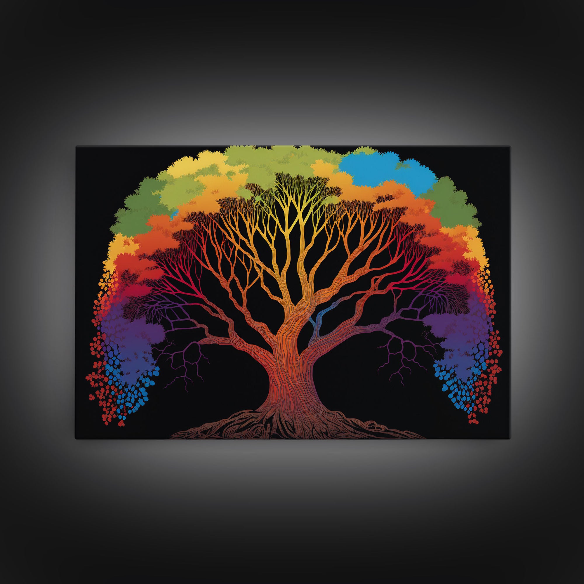 Rainbow Tree of Life, Framed Canvas Print