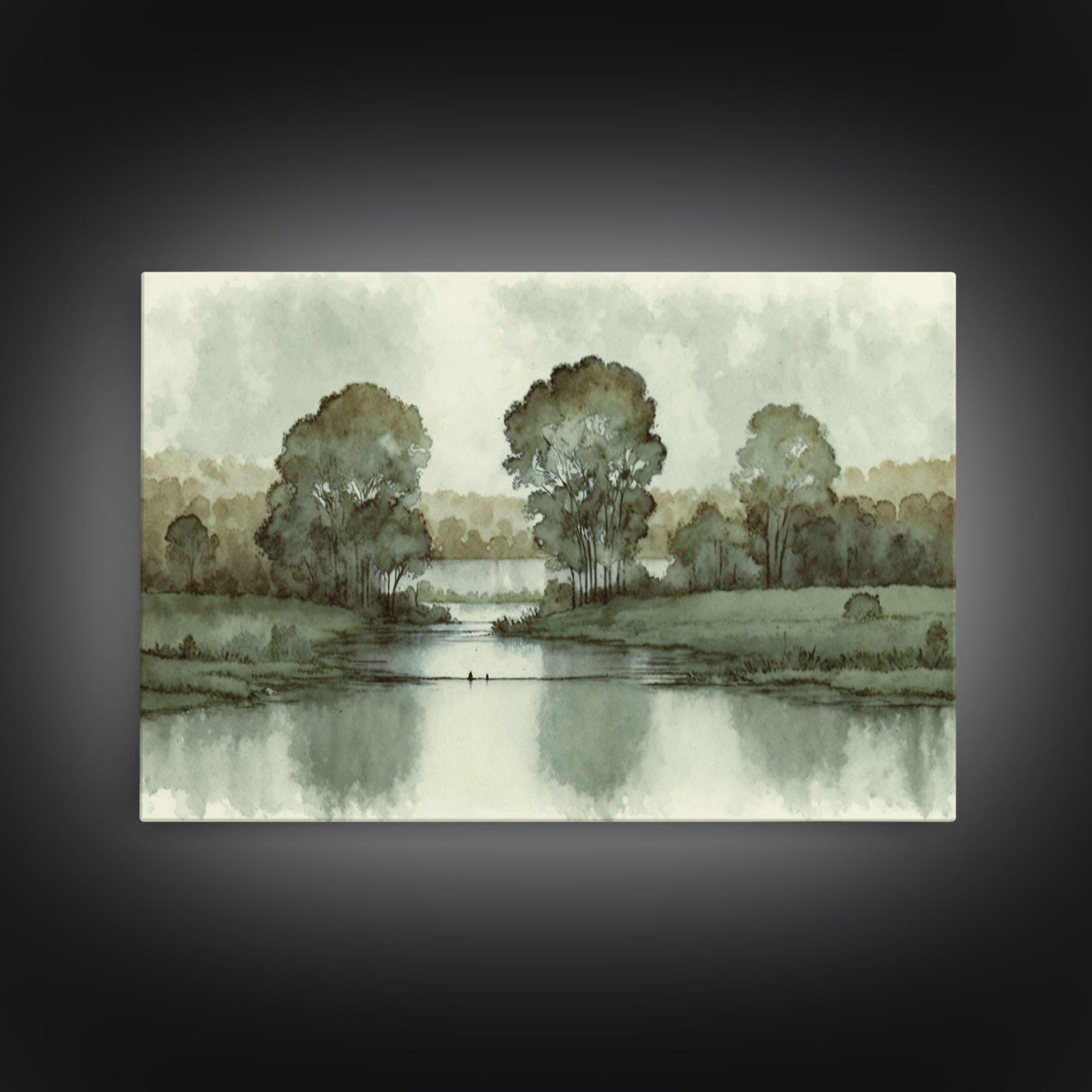 Vintage Landscape Wall Art Print, Nature Framed Large Gallery Art, Minimalist Art Ready to Hang, With Hangers, Muted Farmhouse Art
