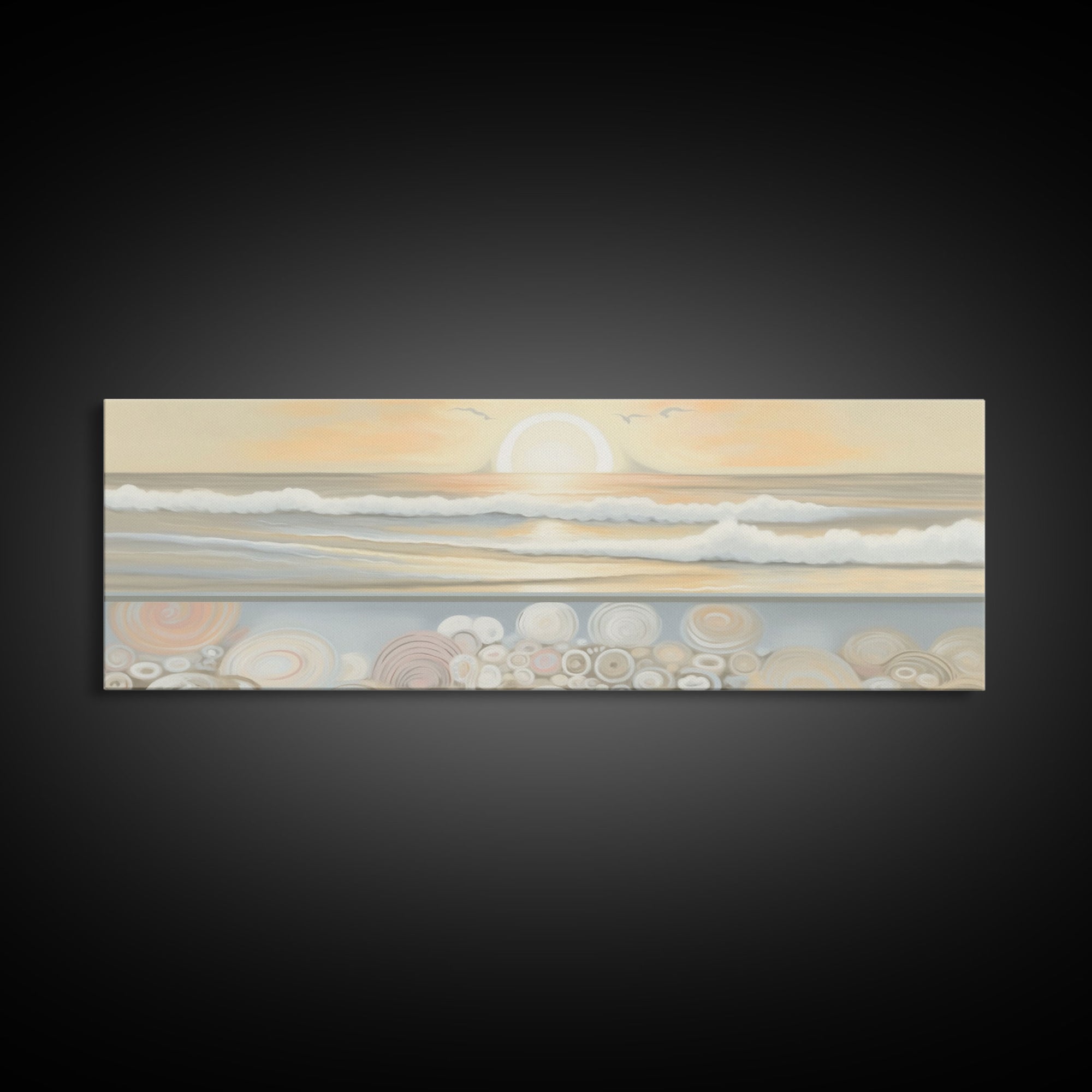 Abstract Ocean Wall Art Canvas Print, Pastel Beach Wall Art, Seascape Wall Decor, Ocean Waves Wall Art, Panoramic, Wall Art, Canvas Print