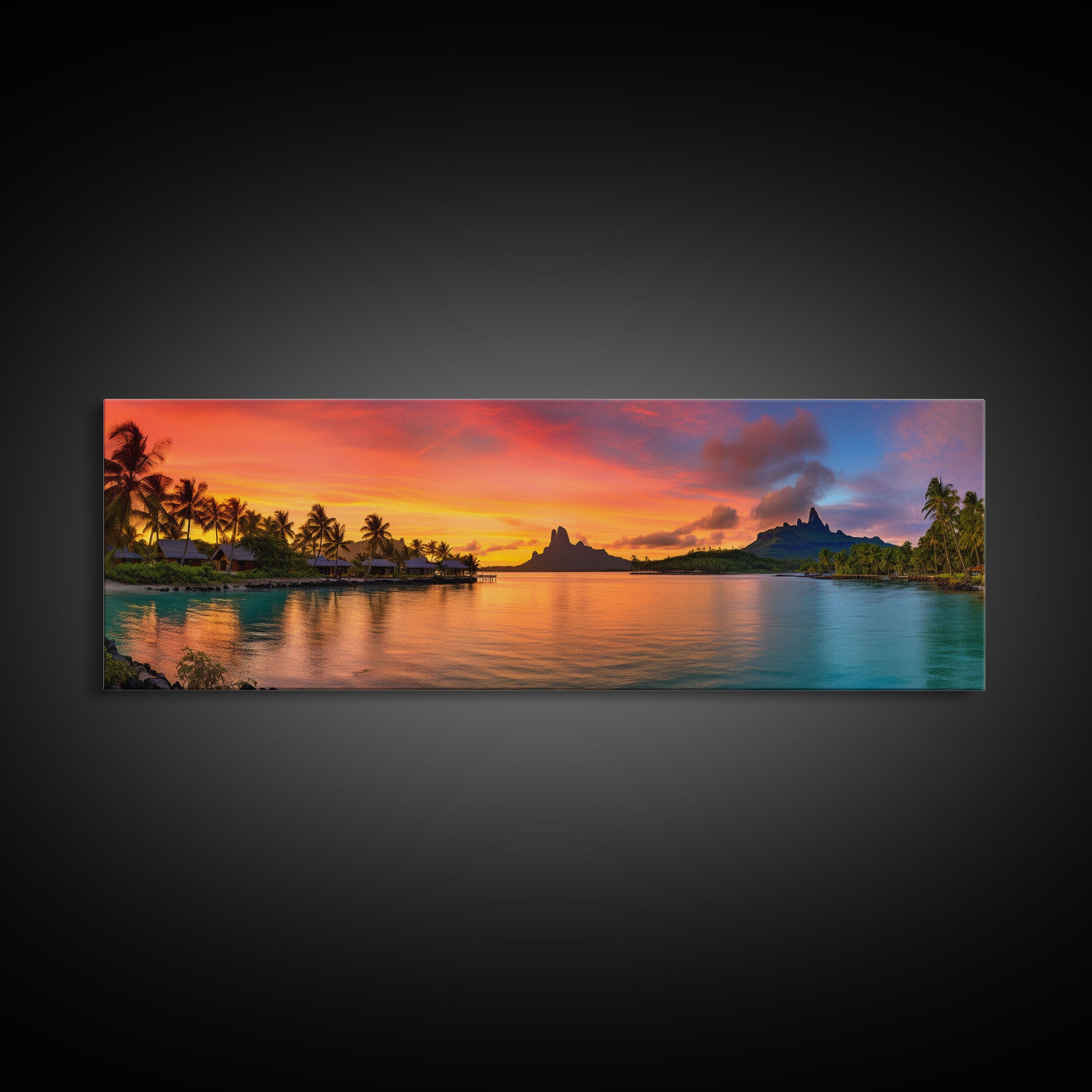 Beautiful Bora Bora Vacation Art, Bora Bora Photography Print, Panoramic Beach Art, Panoramic Photo Print, Lake House Art, Travel Decor