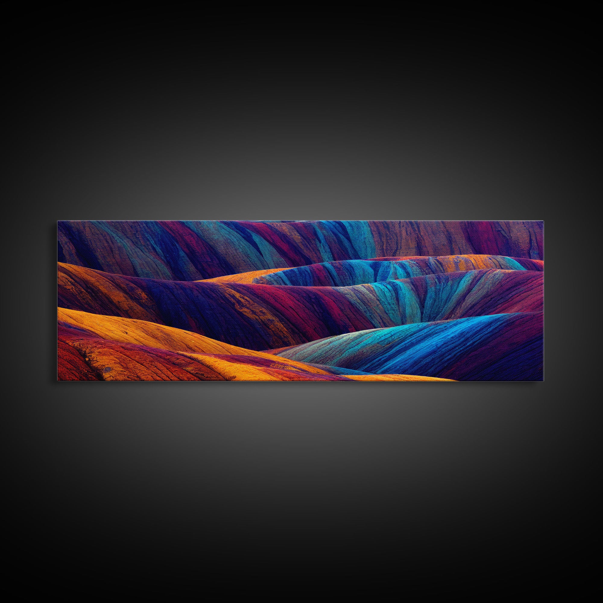Colorful Geology Art, Surreal Rock Art, Extra Large Wall Art, Framed Panoramic Canvas Print, Framed Wall Decor