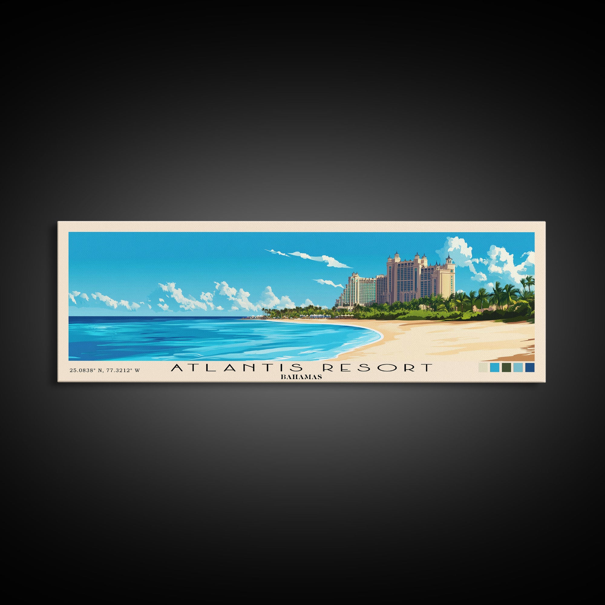Atlantis Resort, Bahamas Panoramic Print, Vacation Gift, Bahamas Wall Art, Vacation Wall Art, Vacatation Memories, Beach Decor, Beach Or Lakehouse Art