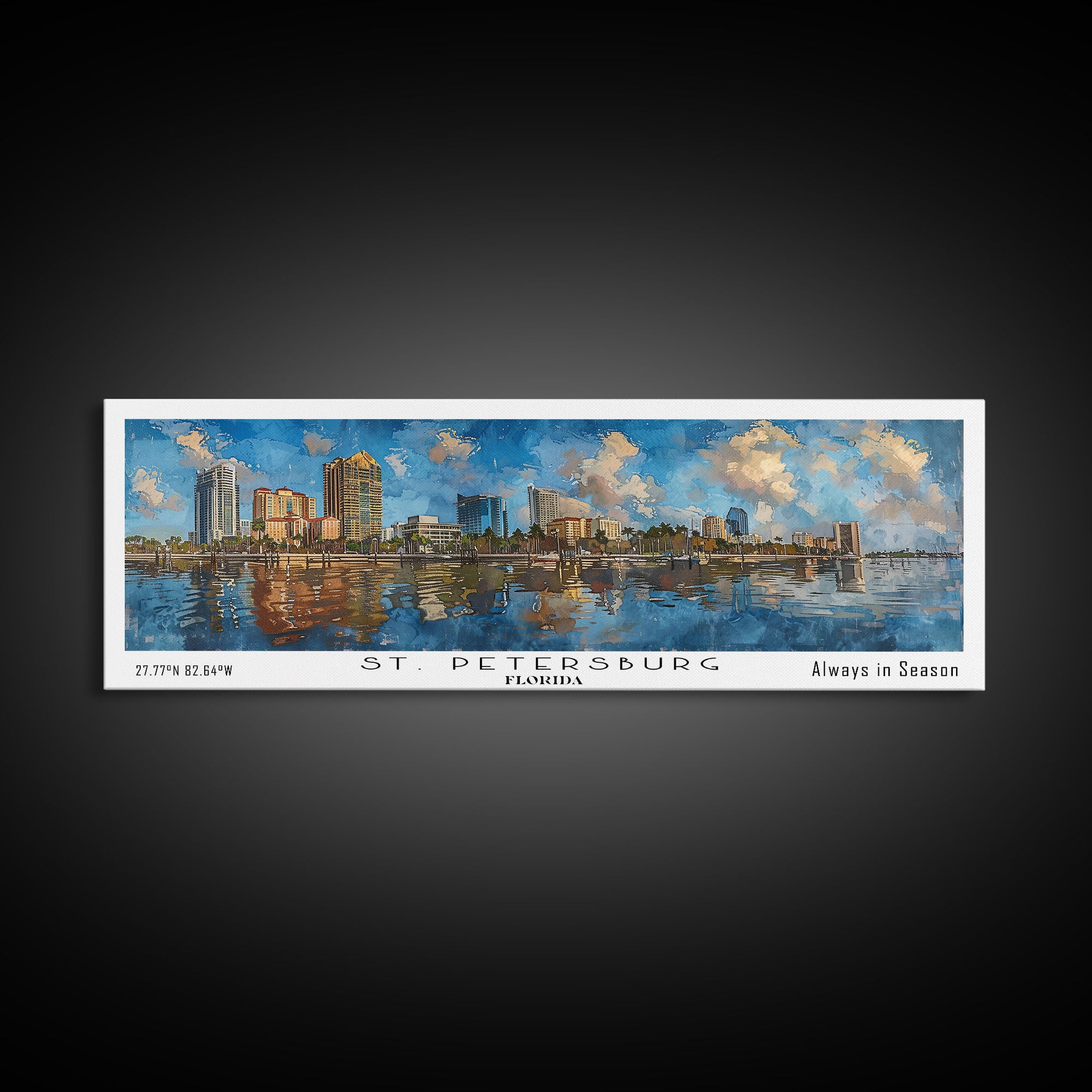 St. Petersburg Florida Travel Poster, Framed Canvas Print, Wall Art, Home Decor, Office Art, Living Room Art, Travel Gift, Vintage Style