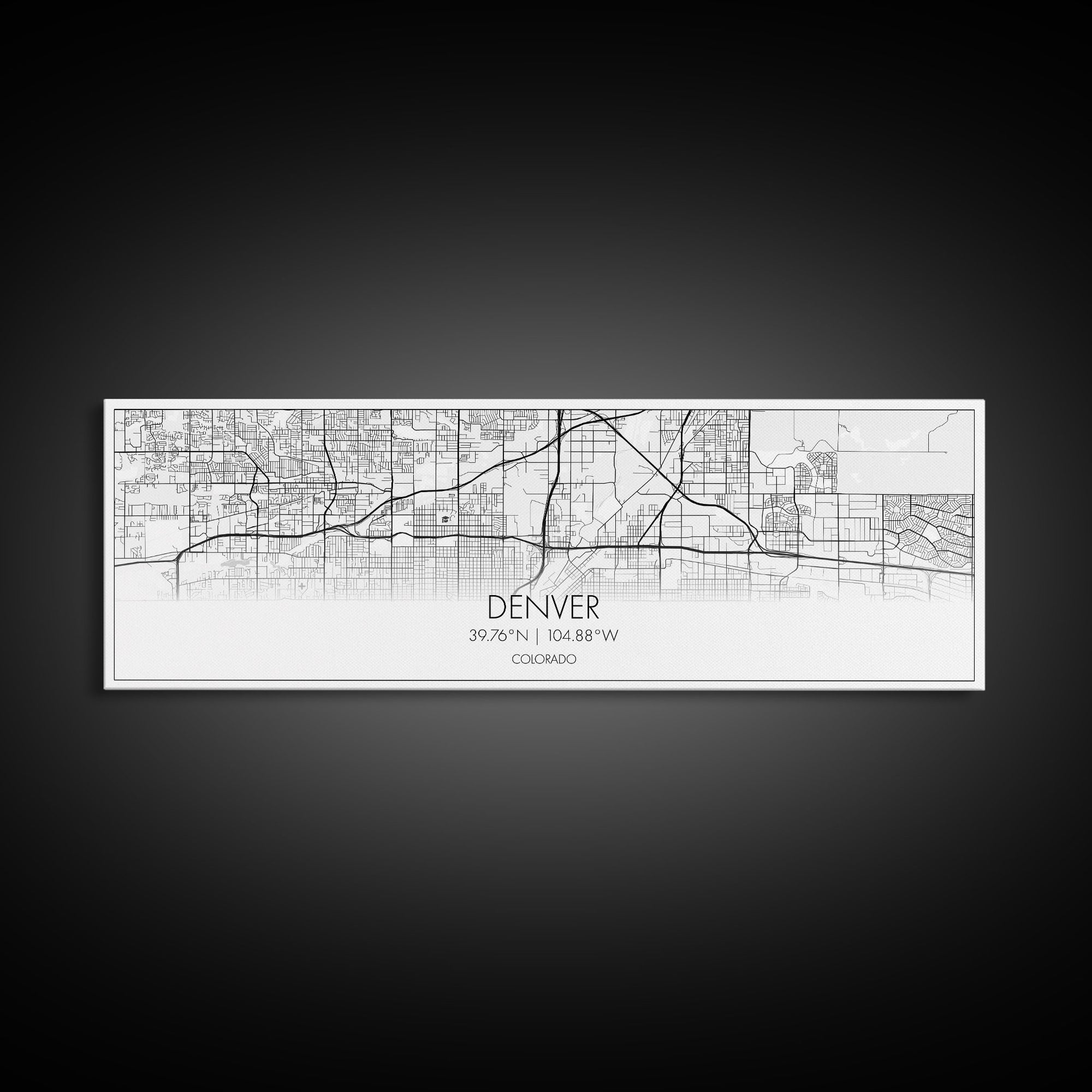 Panoramic Denver City Map, Colorado Art, Map Print, Minimalist Wall Art, Canvas Art, Housewarming Gift, Street Map Art, Closing Gift