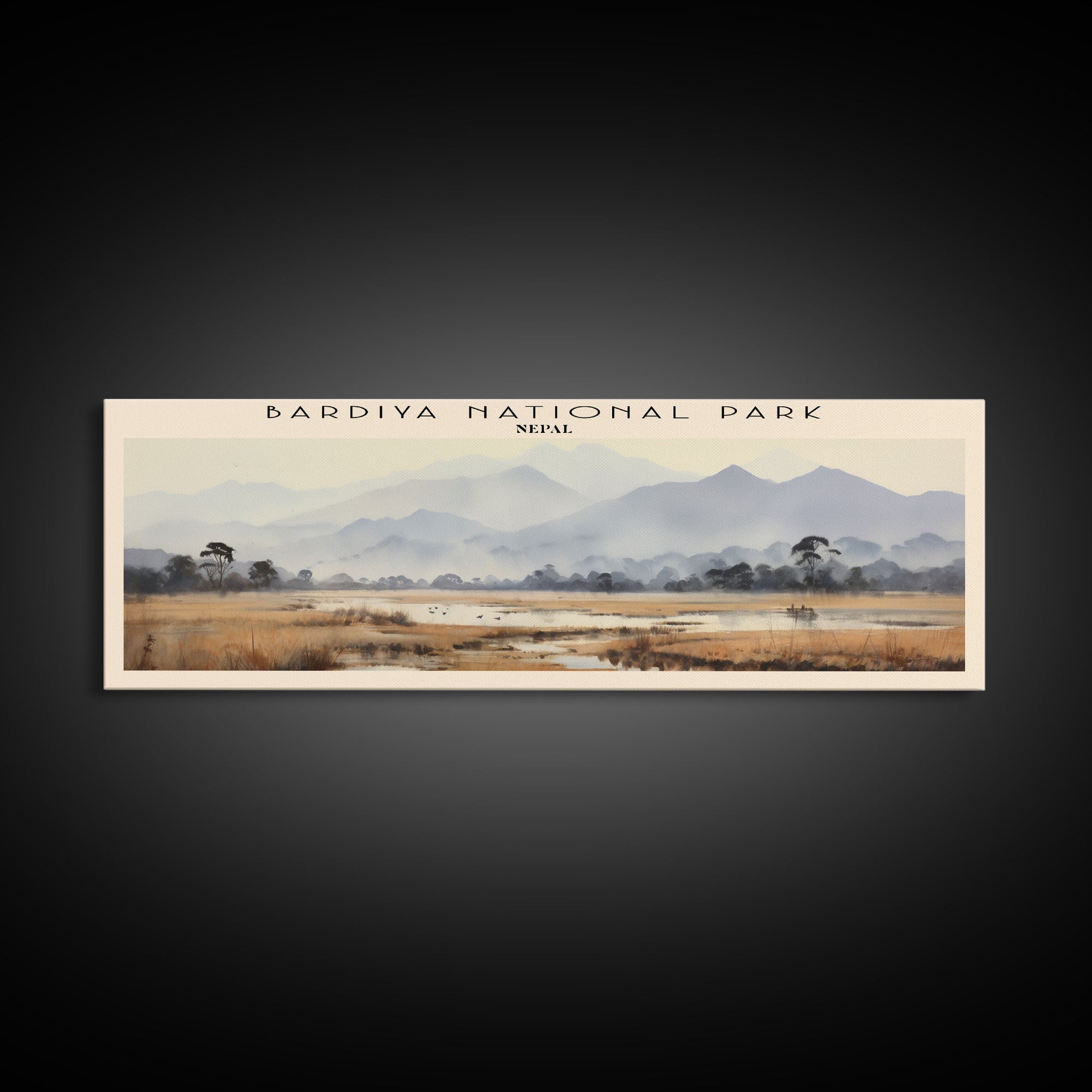 Bardiya National Park Retro Style Travel Poster - Framed Canvas Print - COUNTRY Travel Decor, Vintage Style Home Decor - Travel Print - Wall Art
