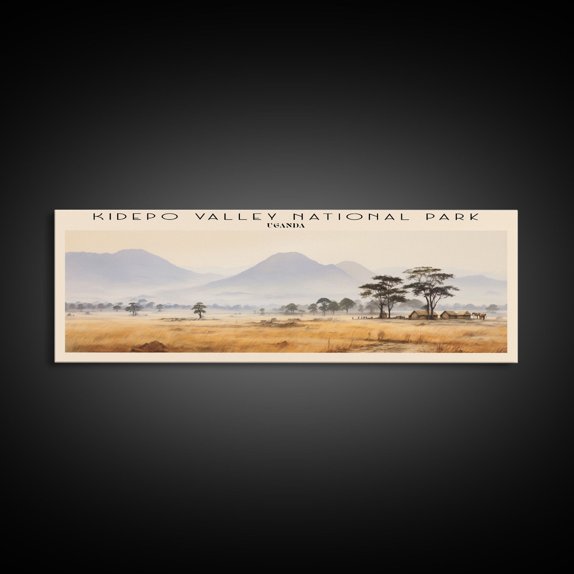 Kidepo Valley National Park Retro Style Travel Poster - Framed Canvas Print - COUNTRY Travel Decor | Vintage Style Home Decor - Travel Print - Wall Art