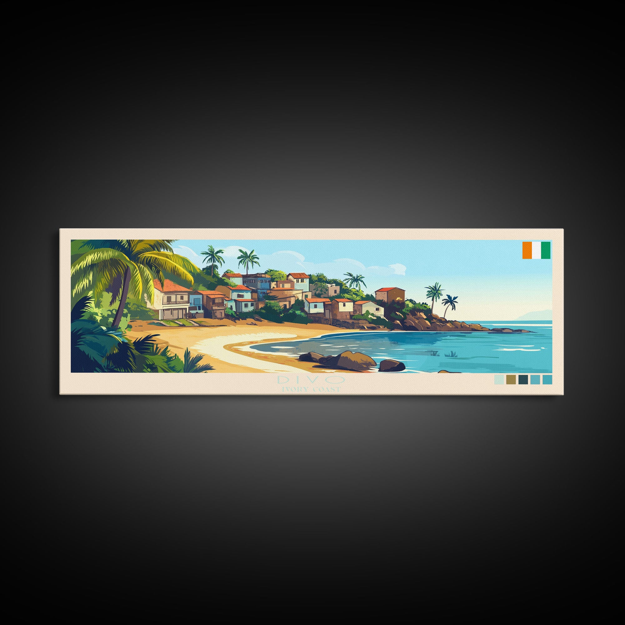 Divo, Ivory Coast Travel Poster Panoramic Canvas Print, Divo, Ivory Coast Painting, Ivory Coast Art, Divo Travel Art, Guest Room Painting