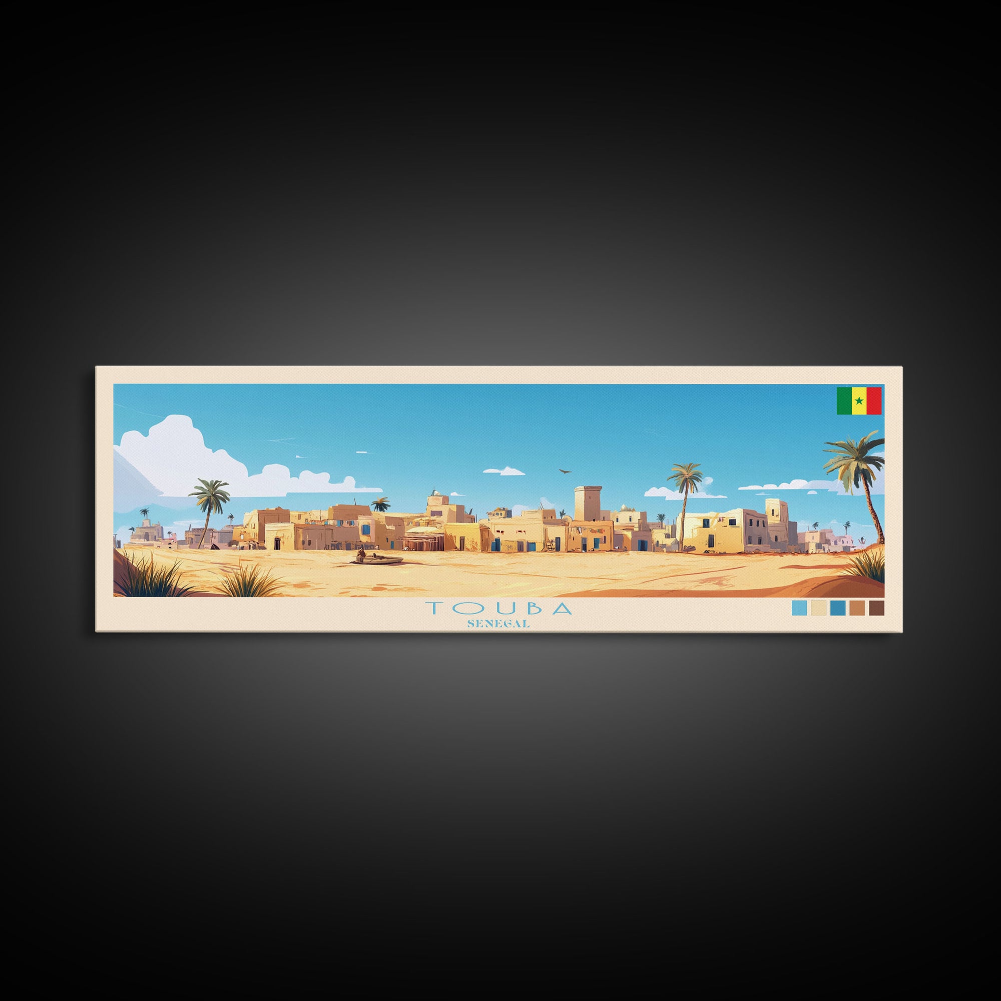 Touba, Senegal Travel Poster Panoramic Canvas Print, Touba, Senegal Painting, Senegal Art, Touba Travel Art, Guest Room Painting