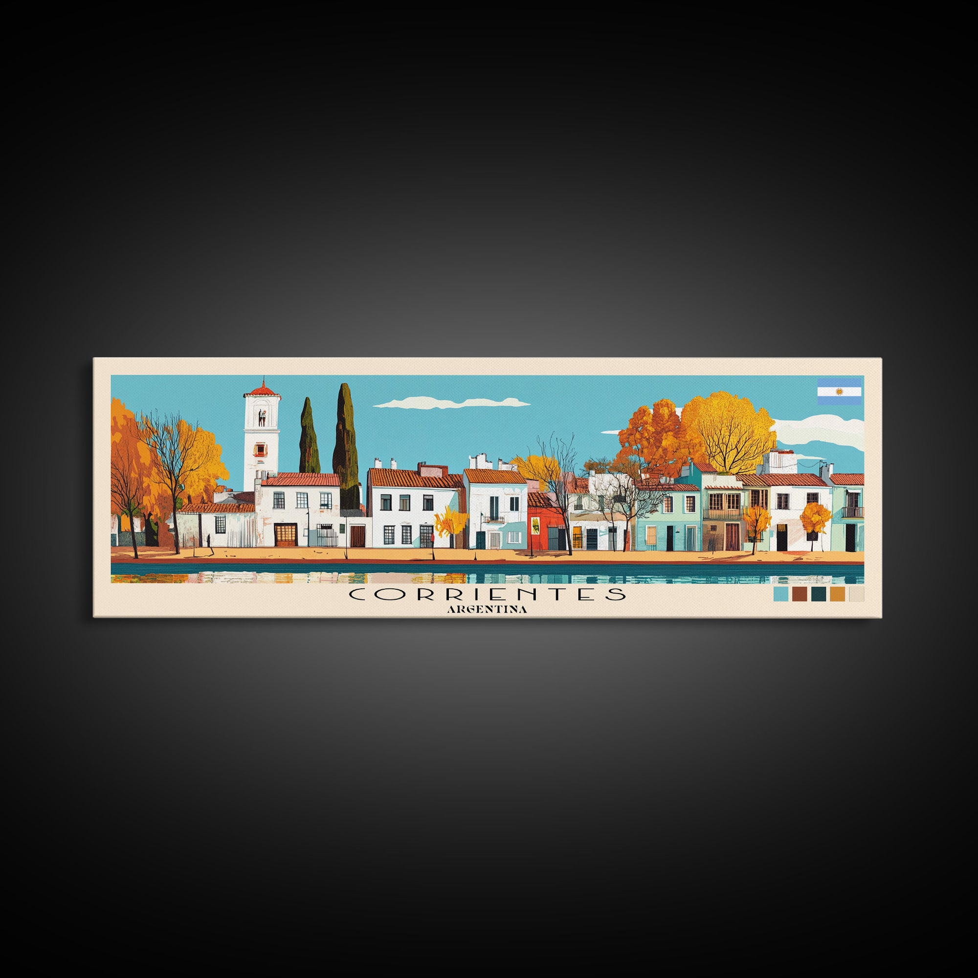 Corrientes, Argentina Panoramic Canvas Print, Corrientes, Argentina Painting, Argentina Art, Corrientes Travel Poster, Travel Art, Vacation Gift