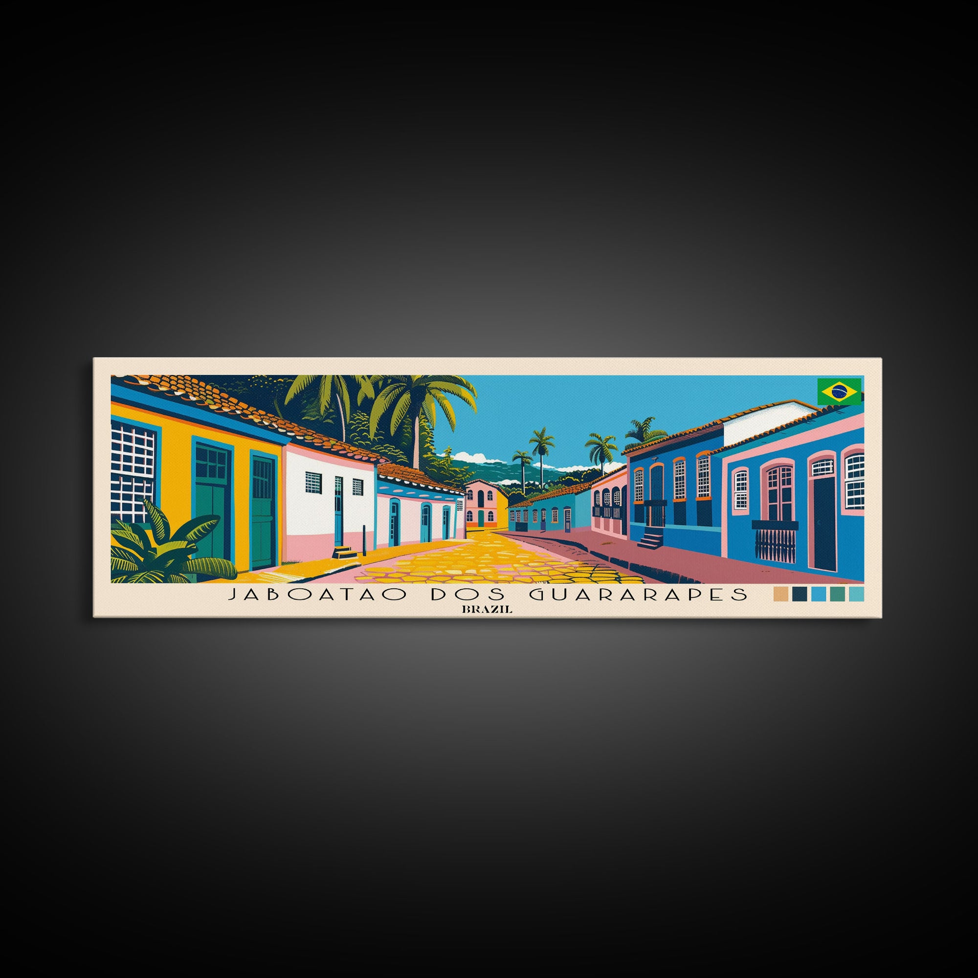 Jaboatao dos Guararapes, Brazil Panoramic Canvas Print, Jaboatao dos Guararapes, Brazil Painting, Brazil Art, Jaboatao dos Guararapes Travel Poster, Travel Art, Housewarming Gift