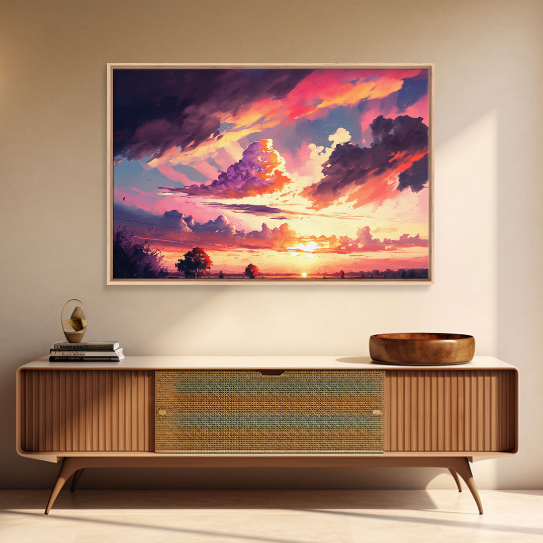 Pink Clouds | Vintage Style Canvas Print | California Landscape Painting | Vast Plains | National Park | Desk Decor | Christmas Gift
