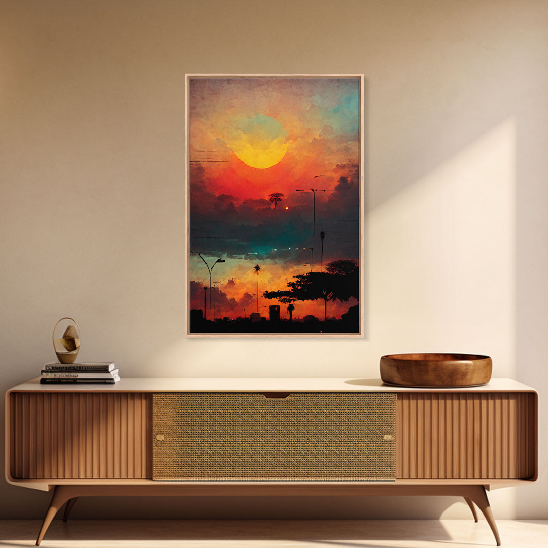 Los Angeles, California at sunset, canvas print, ready to hang wall art