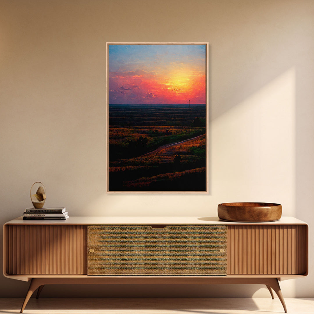 Sunset Over a Texas Field, Canvas Print, Landscape Art, Ready To Hang Wall Art