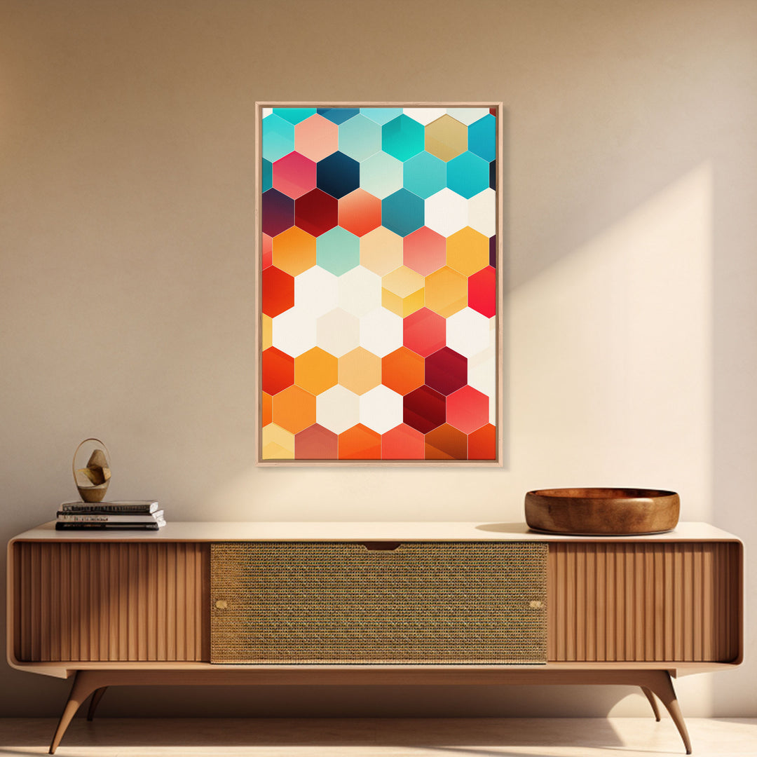 Mid Century Art Print, Framed Modern Art, Geometric Art, Mid Century Modern Wall Art, Colorful Art, MCM Style Canvas Art