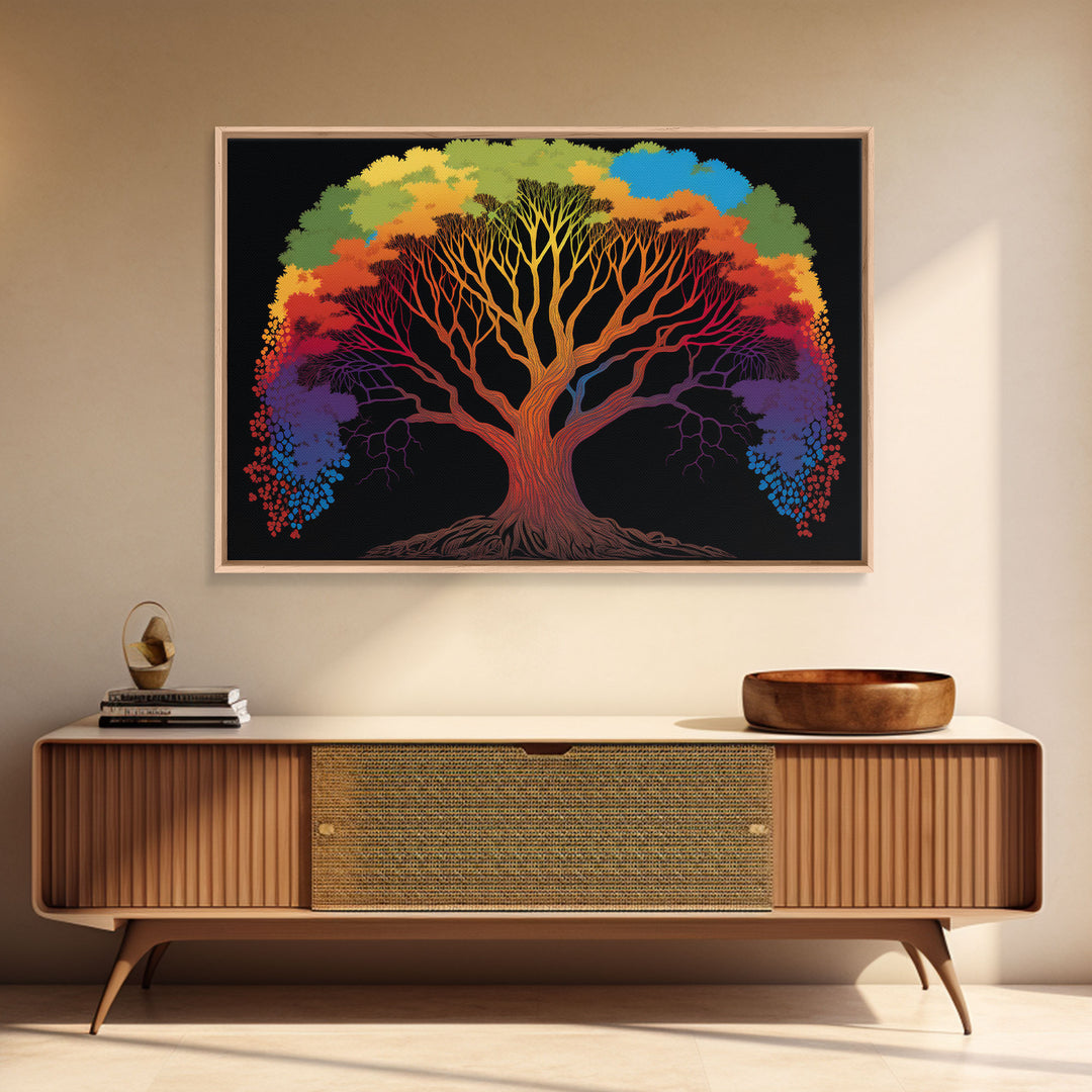 Rainbow Tree of Life, Framed Canvas Print