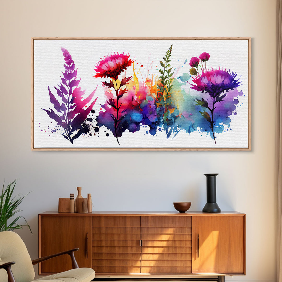 Wild Flowers Wall Art, Native Texan Flowers, Mother's Day, Framed Canvas Print, Watercolor Painting Print, Wall Decor, Living Room, Mom Gift