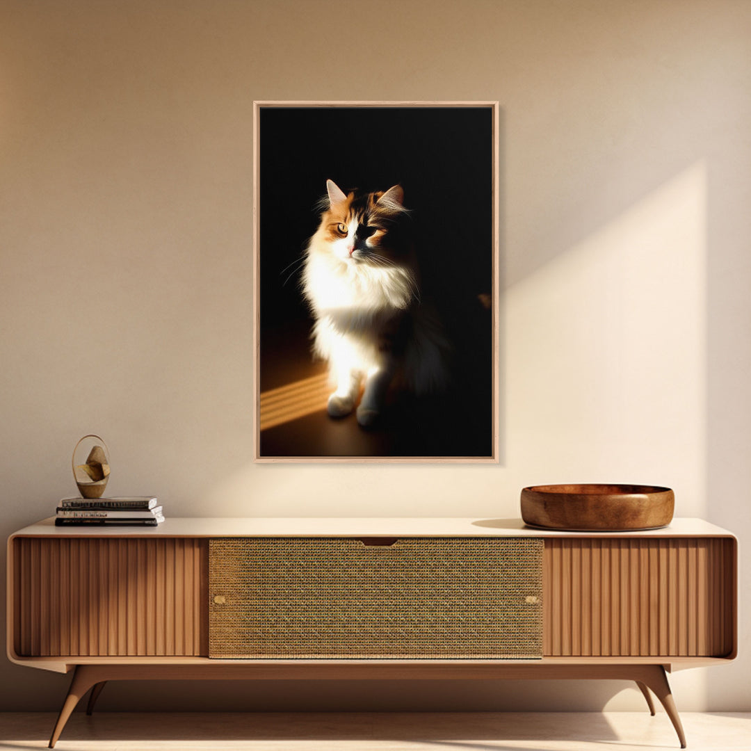 Portrait of a Calico Cat, Framed Canvas Print, Cat Art, Cat Photography, Cat Wall Art