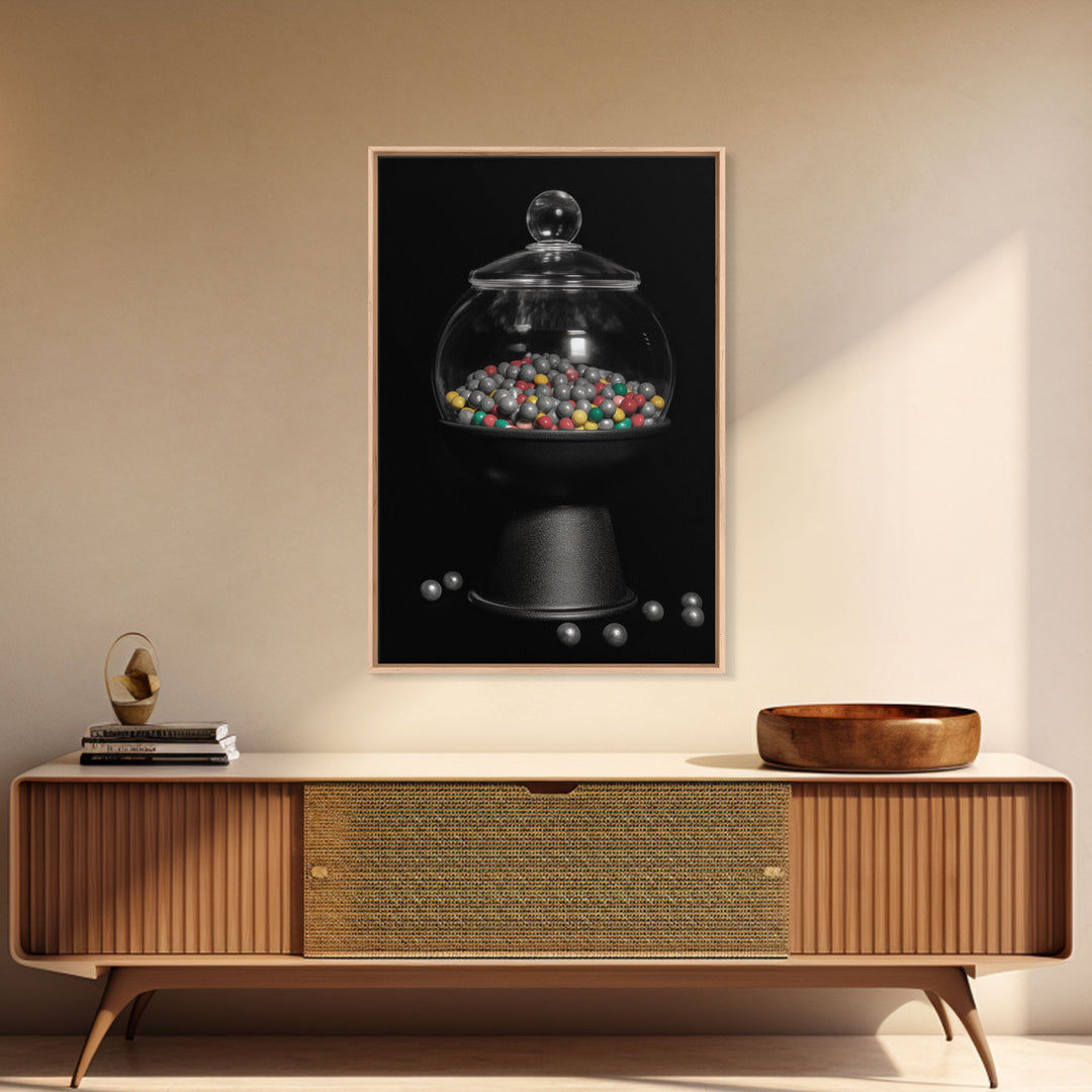 Gumball Machine Wall Art, Candy Dispenser Wall Decor, Kitchen Art, Minimalist Print, Wall Decor, Canvas Print, Wall Art, Framed Canvas
